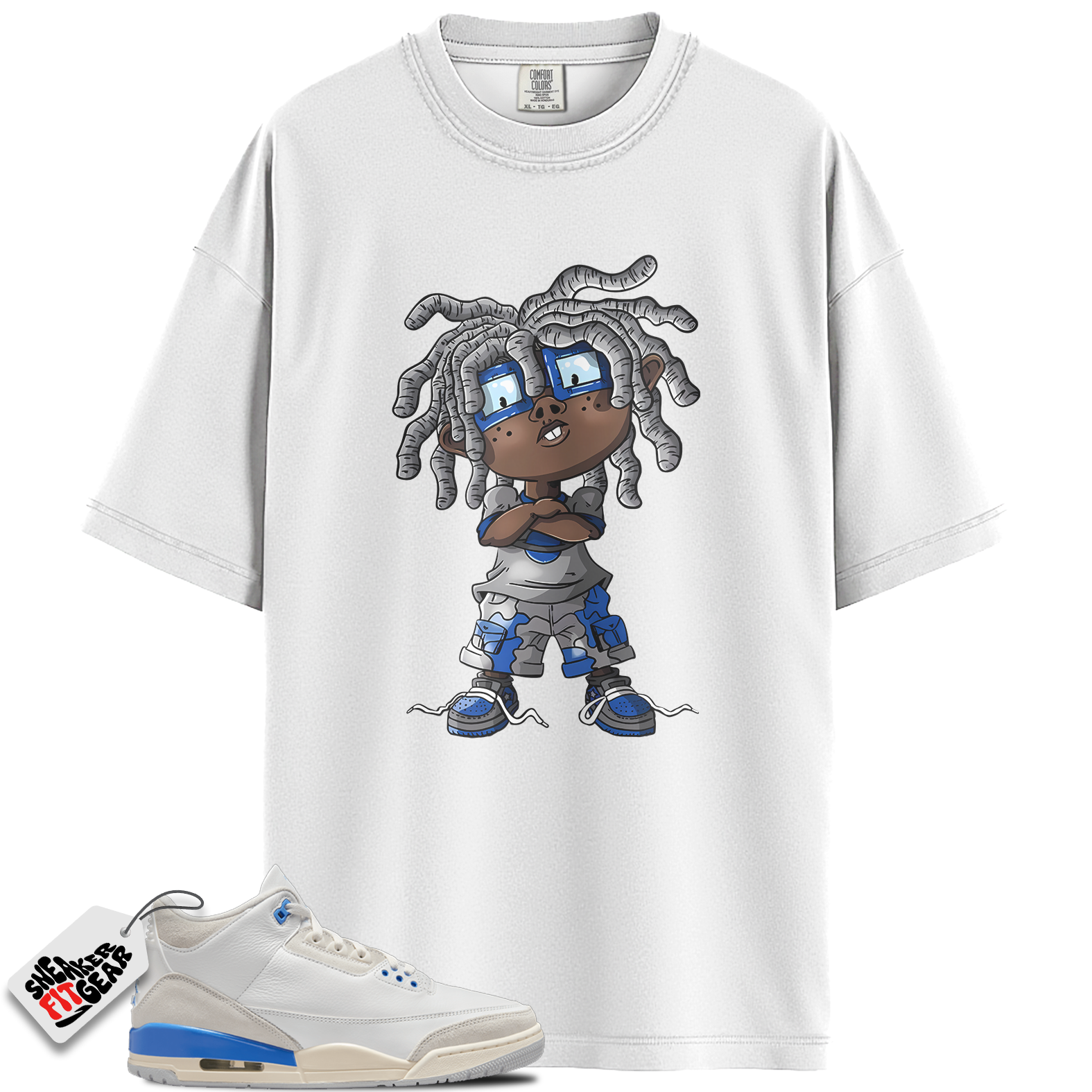 Jordan 3 Retro Lucky Shorts/ Hydrogen Blue Match Shirts, CHONGO To Match Jordan 3 Retro Lucky Shorts/ Hydrogen Blue