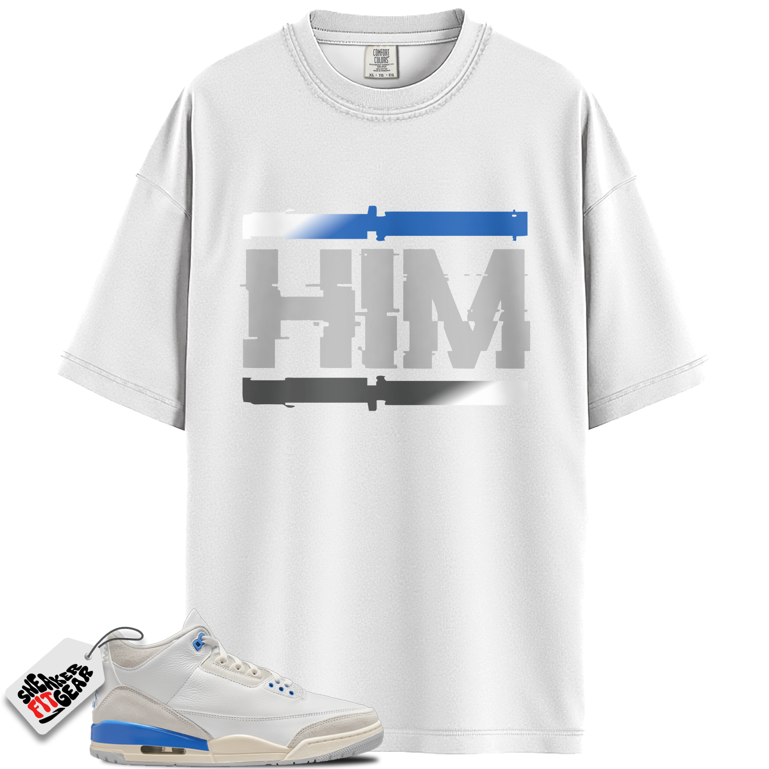 Jordan 3 Retro Lucky Shorts/ Hydrogen Blue Match Shirts, HIM To Match Jordan 3 Retro Lucky Shorts/ Hydrogen Blue