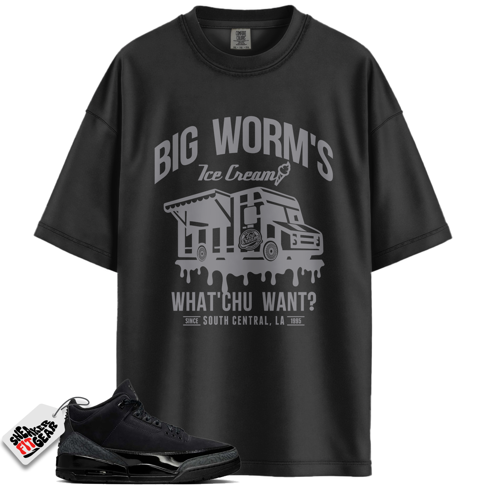 Jordan 3 Retro Black Cat (2025) Match Shirts, BW’s Ice Cream Shop Shirt To Match Jordan 3 Retro Black Cat (2025)