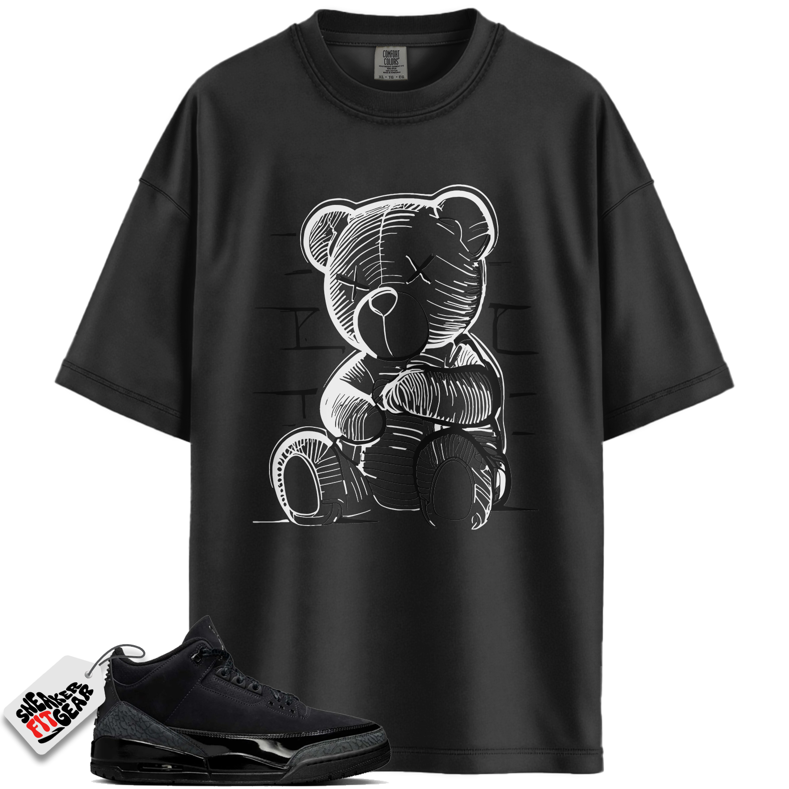 Jordan 3 Retro Black Cat (2025) Match Shirts, Neon Bear Unisex Graphic T-Shirts To Match Jordan 3 Retro Black Cat (2025)