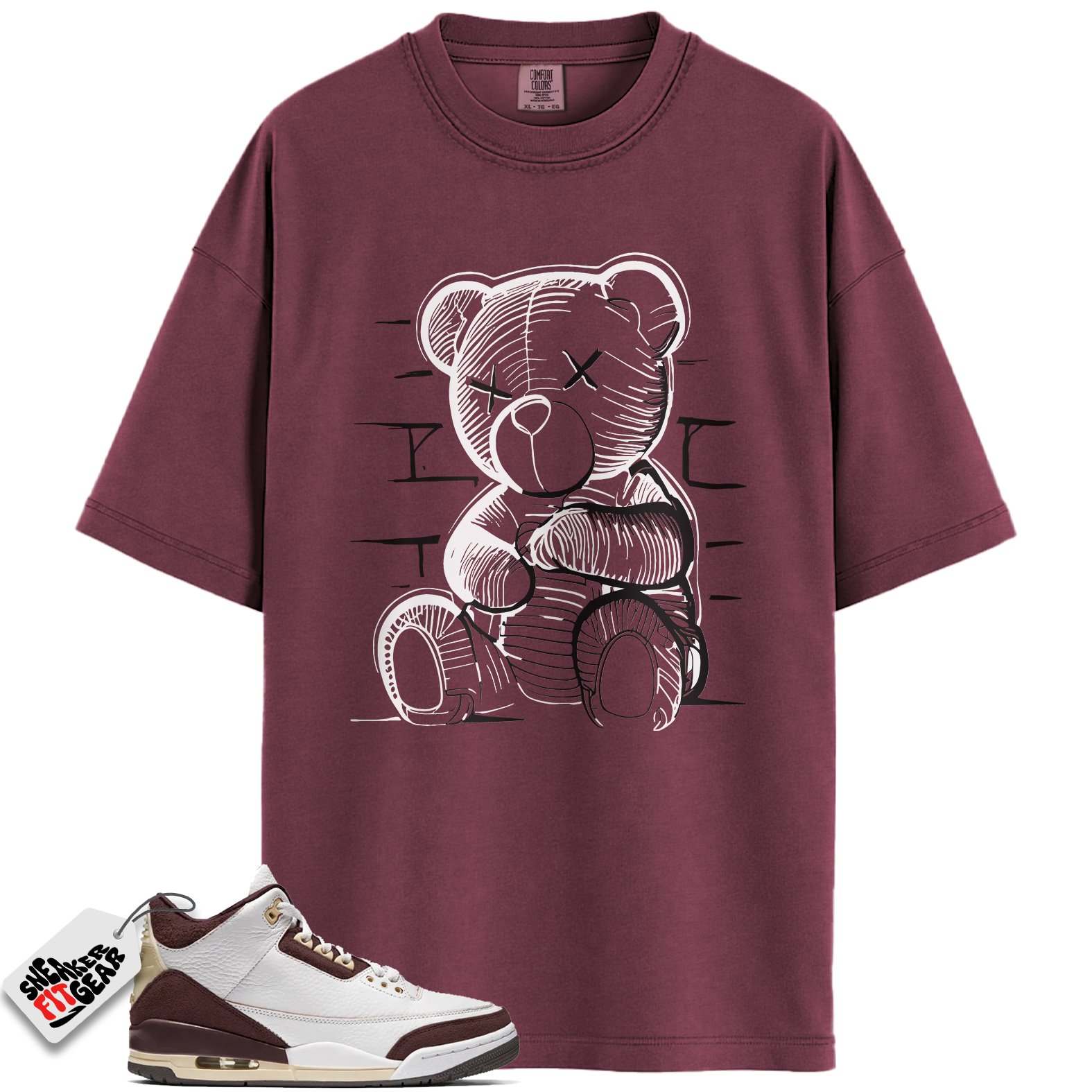 Jordan 3 Retro OG SP A Ma Maniére Burgundy Crush Match Shirts, Neon Bear Unisex Graphic T-Shirts To Match Jordan 3 Retro OG SP A Ma Maniére Burgundy Crush
