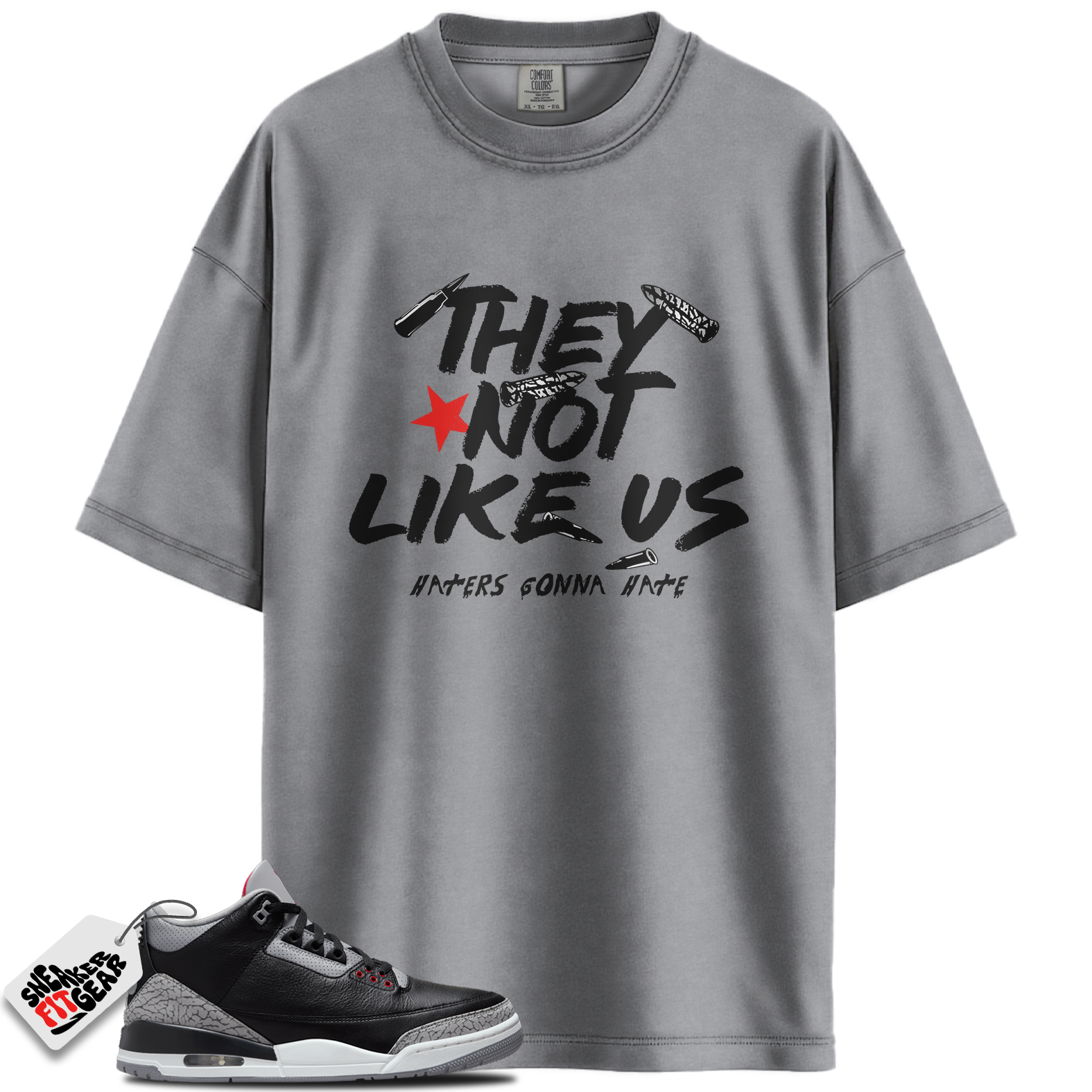 Jordan 3 Retro OG Black Cement Match Shirts, They Not Like Us Unisex Graphic T-Shirts To Match Jordan 3 Retro OG Black Cement Main image