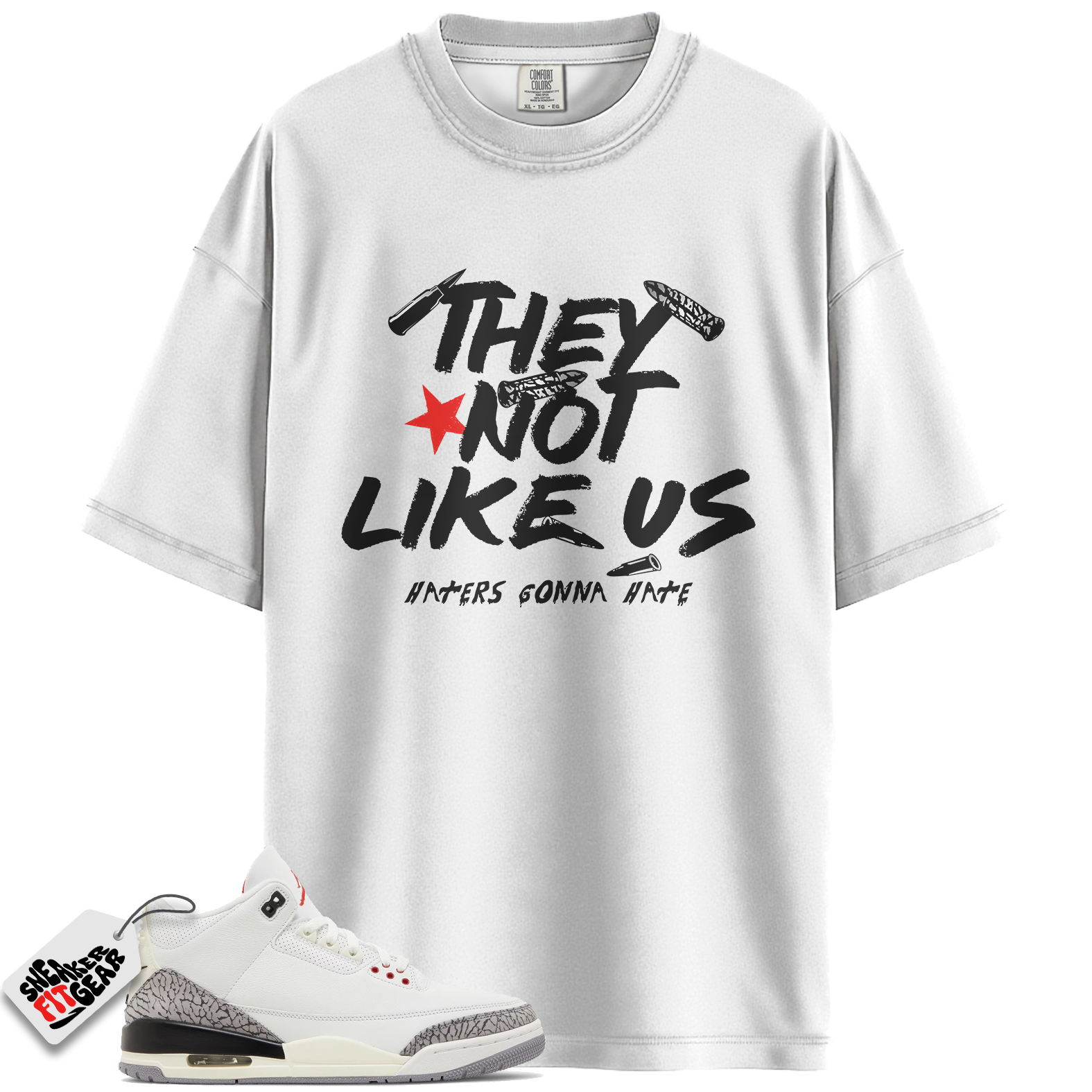 Jordan 3 Retro White Cement Reimagined Match Shirts, They Not Like Us Unisex Graphic T-Shirts To Match Jordan 3 Retro White Cement Reimagined Main image