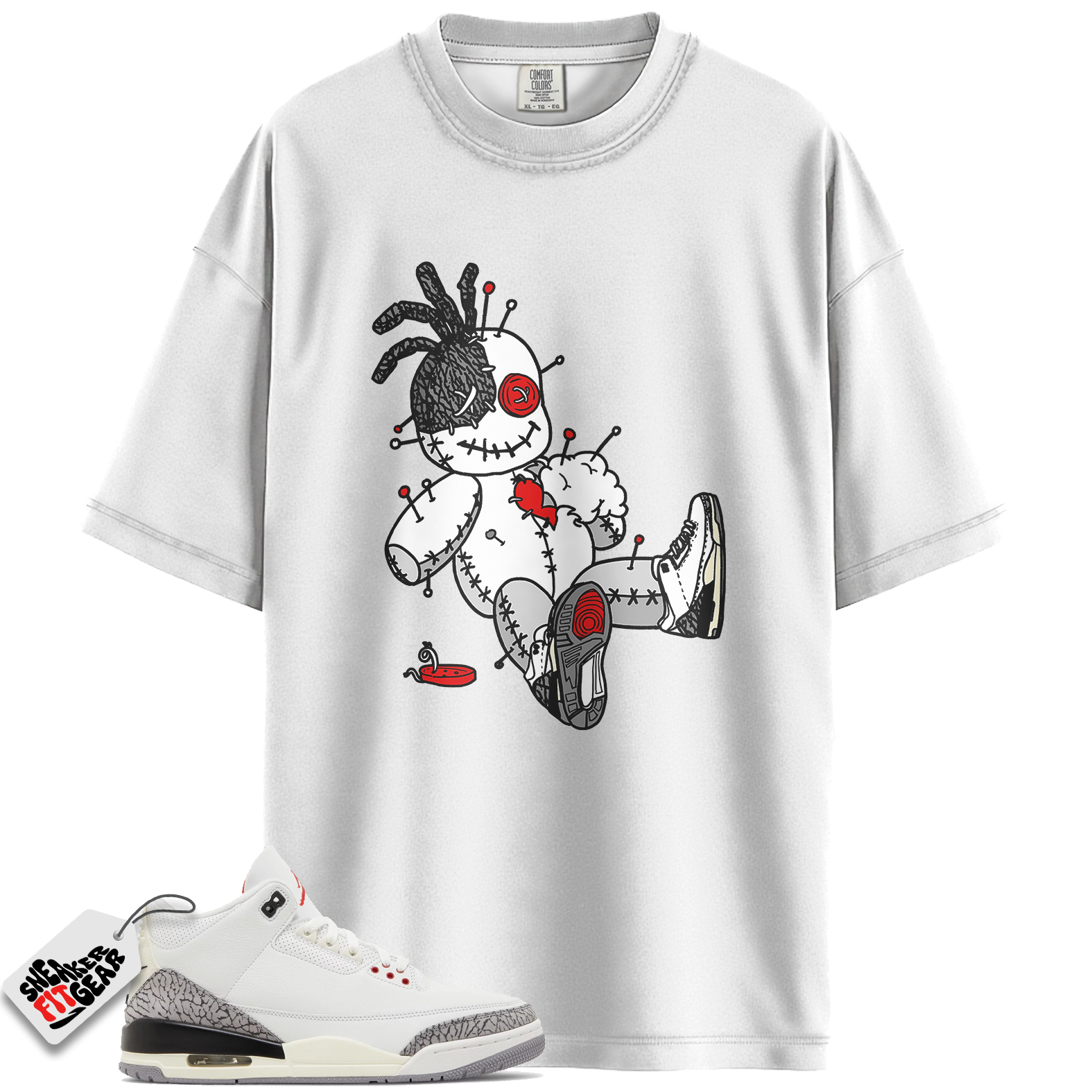 Jordan 3 Retro White Cement Reimagined Match Shirts, Voodoo Doll – Sneaker Shirt To Match Jordan 3 Retro White Cement Reimagined