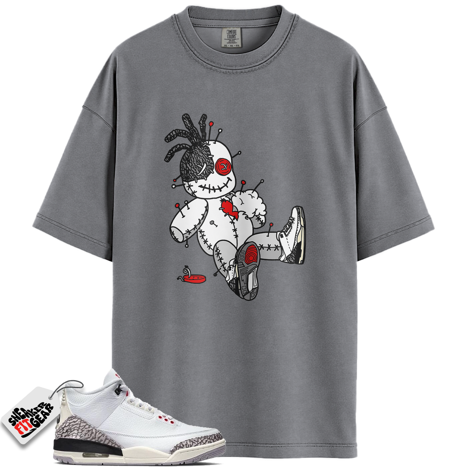 Jordan 3 Retro Cement Grey Match Shirts, Voodoo Doll – Sneaker Shirt To Match Jordan 3 Retro Cement Grey