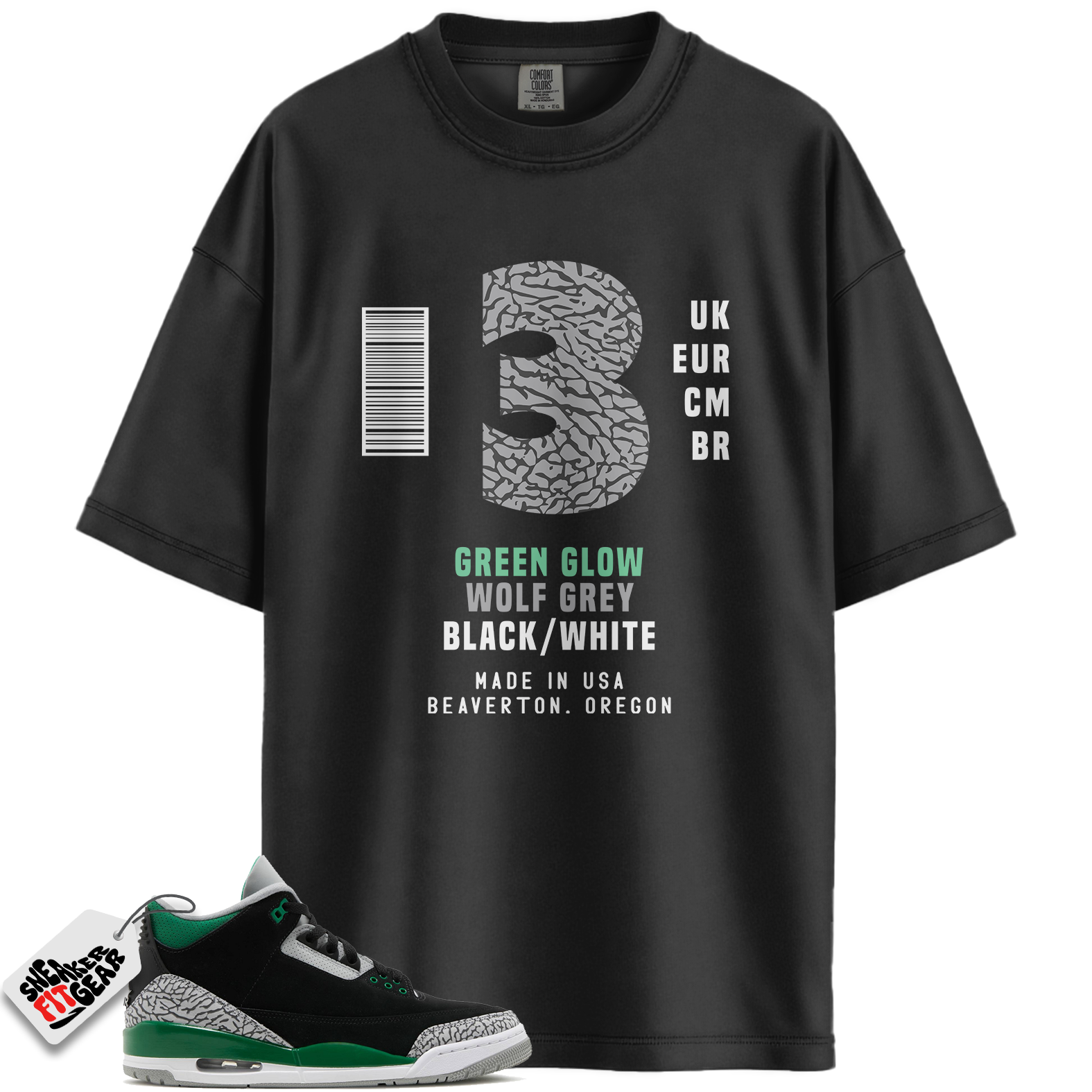 Jordan 3 Retro Pine Green Match Shirts, Sneaker Label Shirt To Match Jordan 3 Retro Pine Green Main image