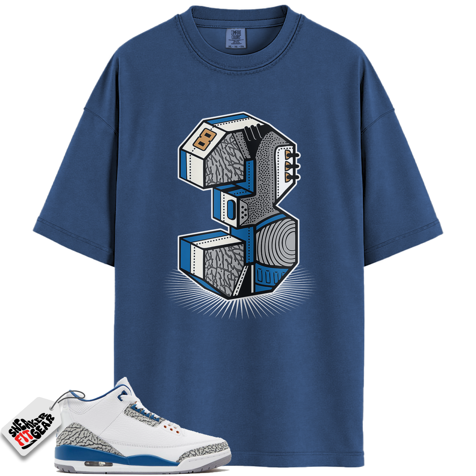 Jordan 3 Retro Wizards Match Shirts, Number Statue Unisex Crew Neck Sneaker Shirt To Match Jordan 3 Retro Wizards
