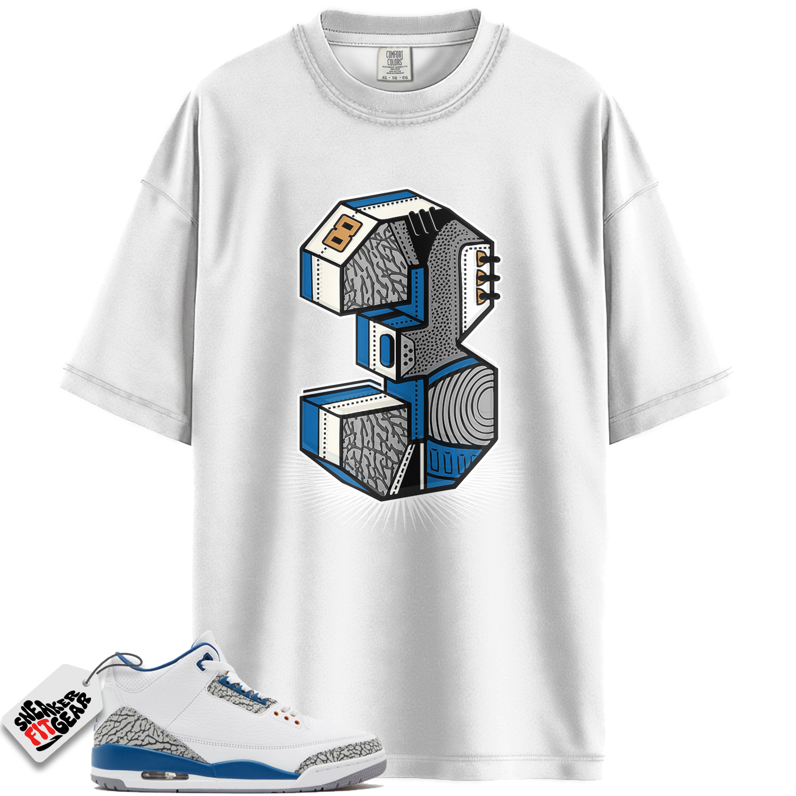Jordan 3 Retro Wizards Match Shirts, Number Statue Unisex Crew Neck Sneaker Shirt To Match Jordan 3 Retro Wizards Main image