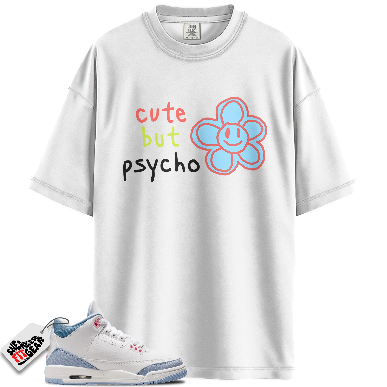 Jordan 3 Retro White Cobalt Bliss (GS) Match Shirts, Flower To Match Jordan 3 Retro White Cobalt Bliss (GS) Main image