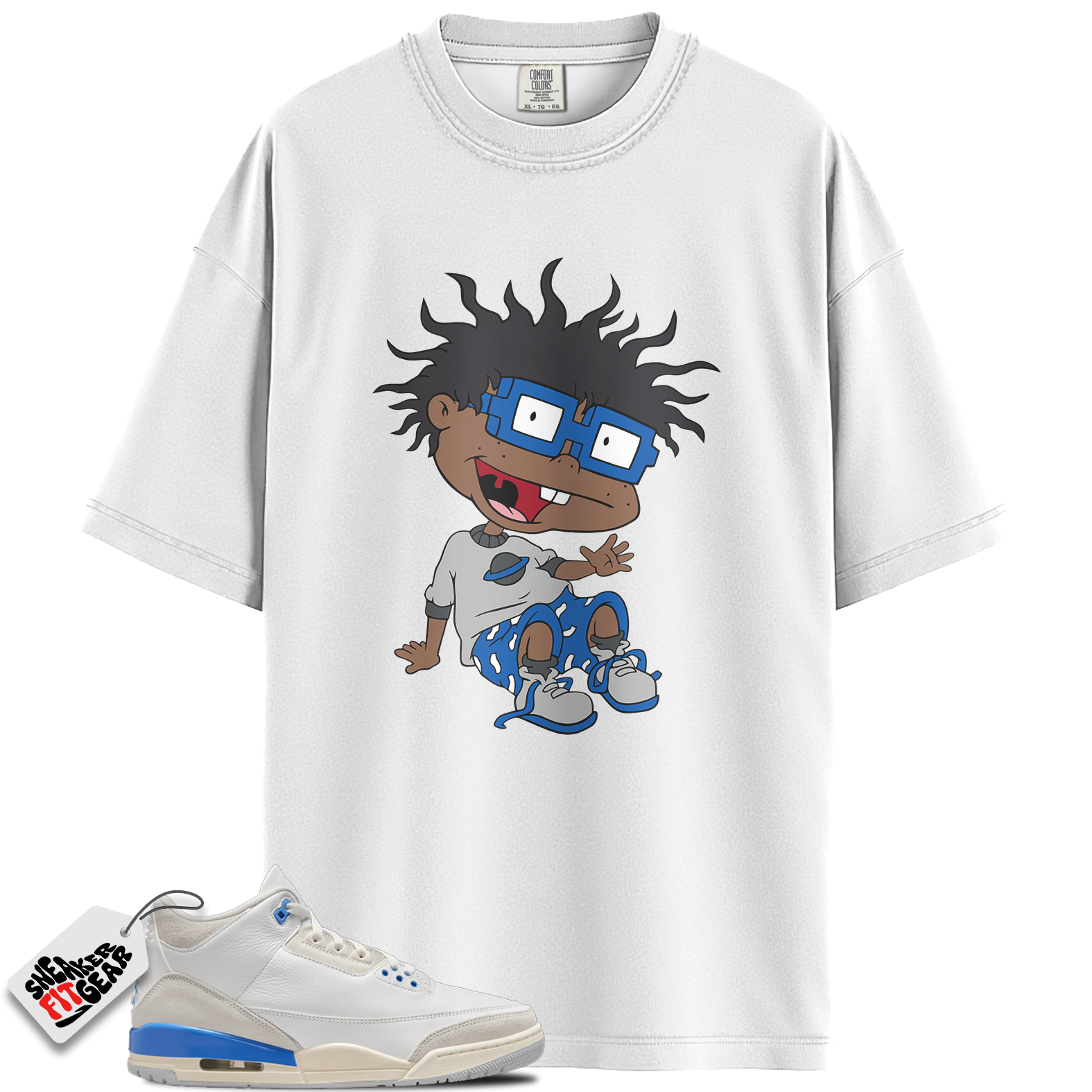 Jordan 3 Retro Lucky Shorts/ Hydrogen Blue Match Shirts, FINSTER To Match Jordan 3 Retro Lucky Shorts/ Hydrogen Blue