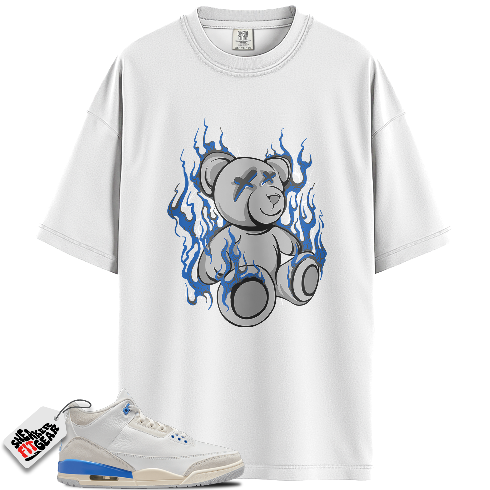 Jordan 3 Retro Lucky Shorts/ Hydrogen Blue Match Shirts, LIT To Match Jordan 3 Retro Lucky Shorts/ Hydrogen Blue