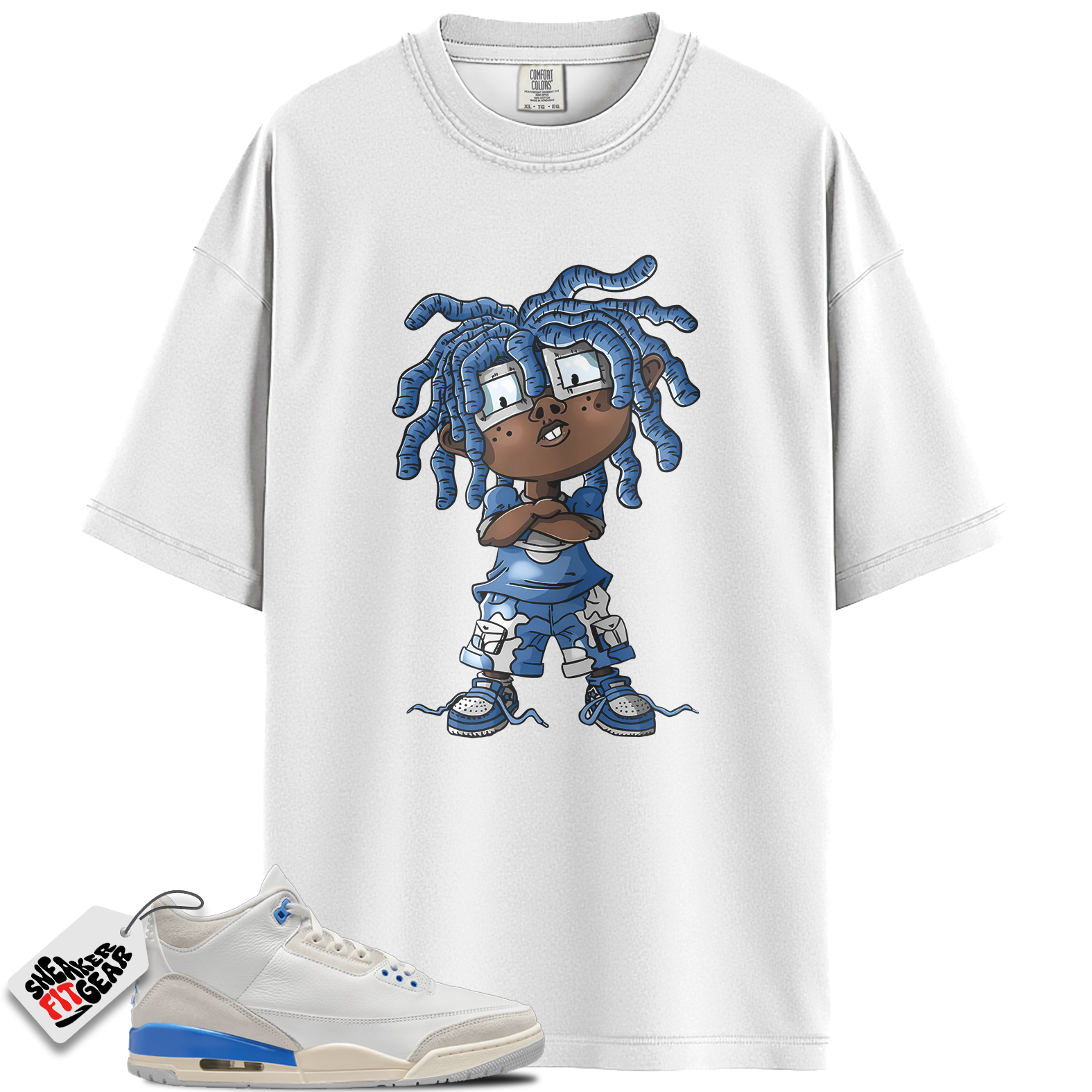 Jordan 3 Retro Lucky Shorts/ Hydrogen Blue Match Shirts, CHONGO To Match Jordan 3 Retro Lucky Shorts/ Hydrogen Blue