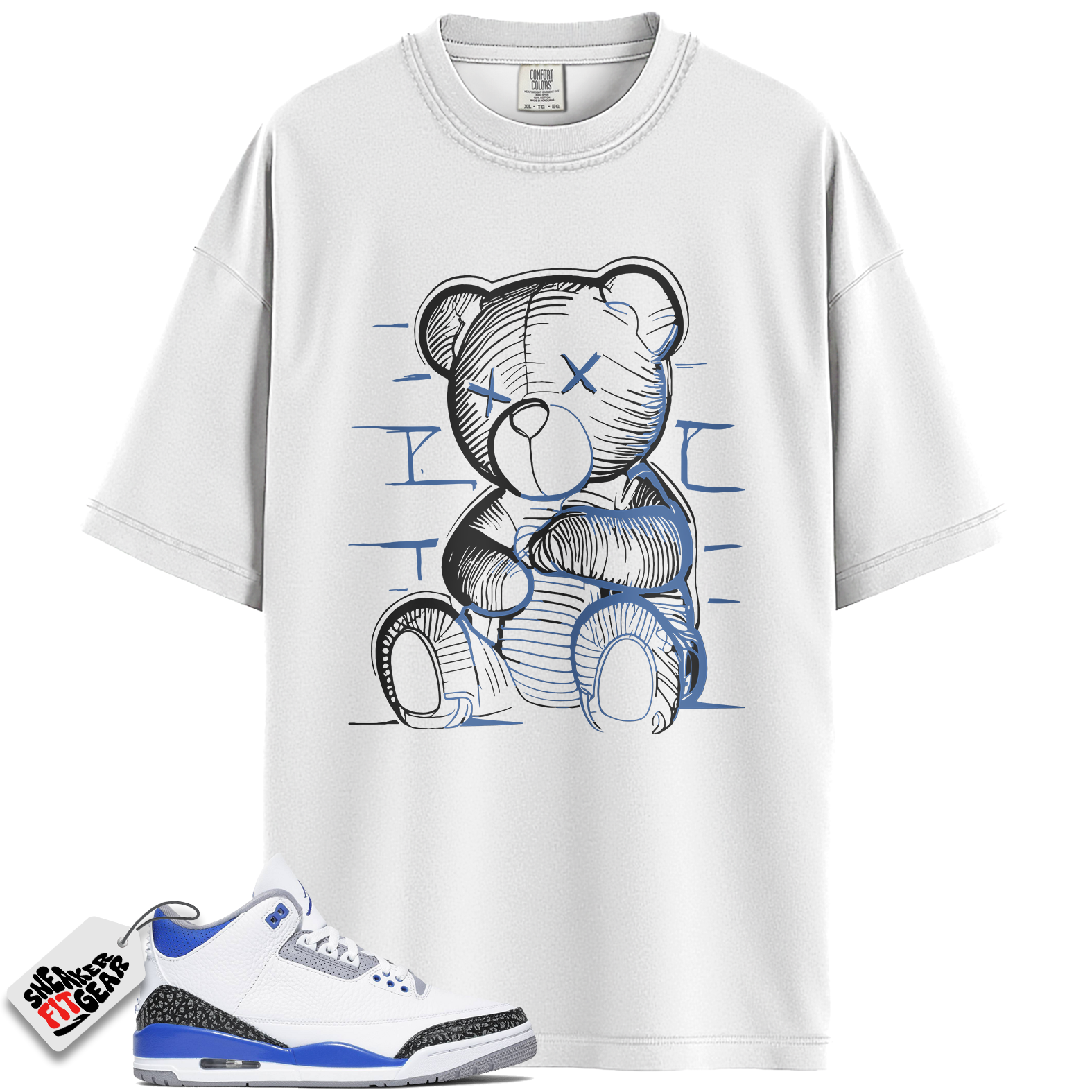 Jordan 3 Retro Racer Blue Match Shirts, Neon Bear Unisex Graphic T-Shirts To Match Jordan 3 Retro Racer Blue