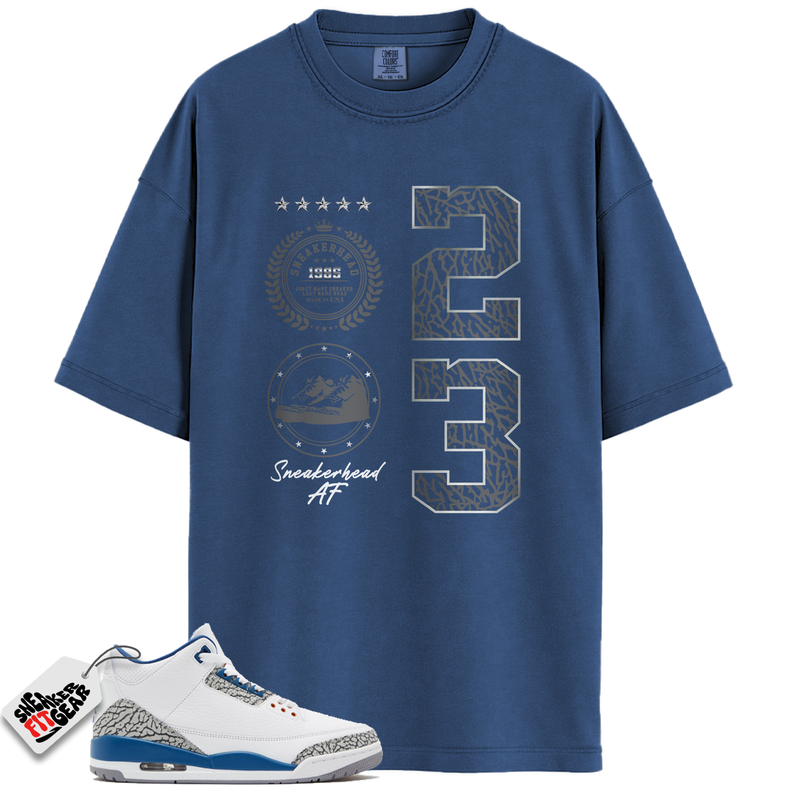 Jordan 3 Retro Wizards Match Shirts, Sneaker Emblem Crew Neck T-Shirt To Match Jordan 3 Retro Wizards