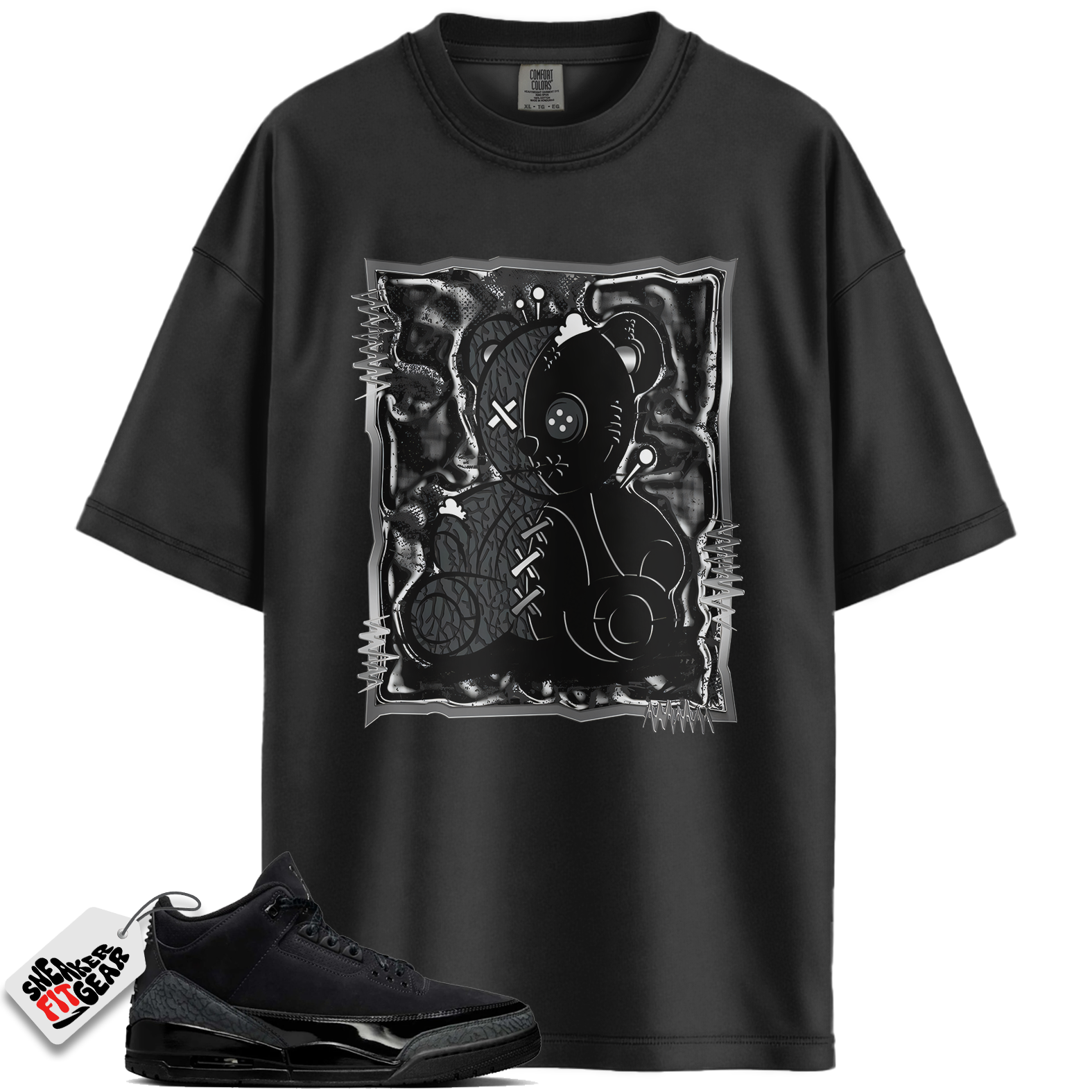Jordan 3 Retro Black Cat (2025) Match Shirts, Vintage Bear Graphic T-Shirt To Match Jordan 3 Retro Black Cat (2025)
