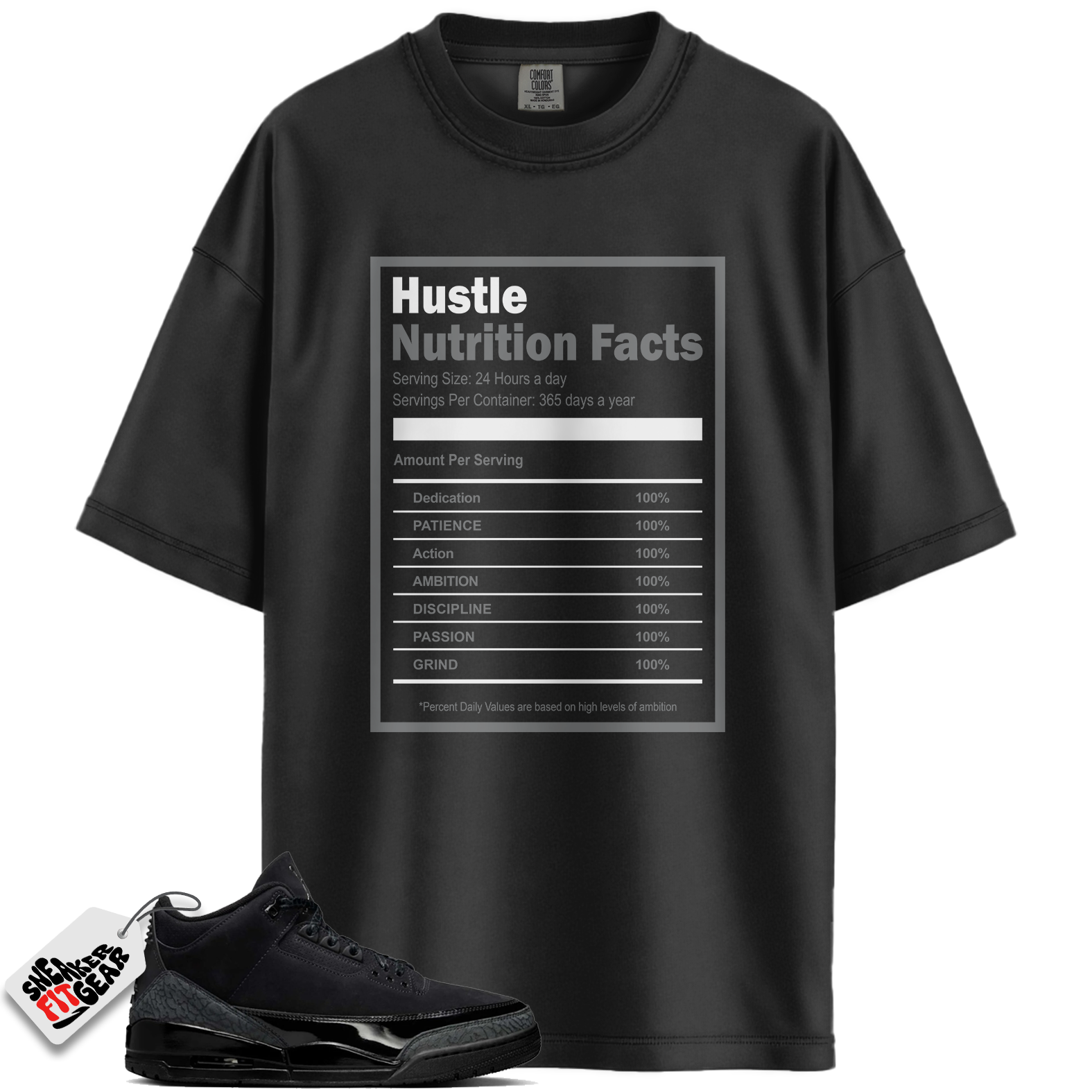 Jordan 3 Retro Black Cat (2025) Match Shirts, Hustle Facts To Match Jordan 3 Retro Black Cat (2025)
