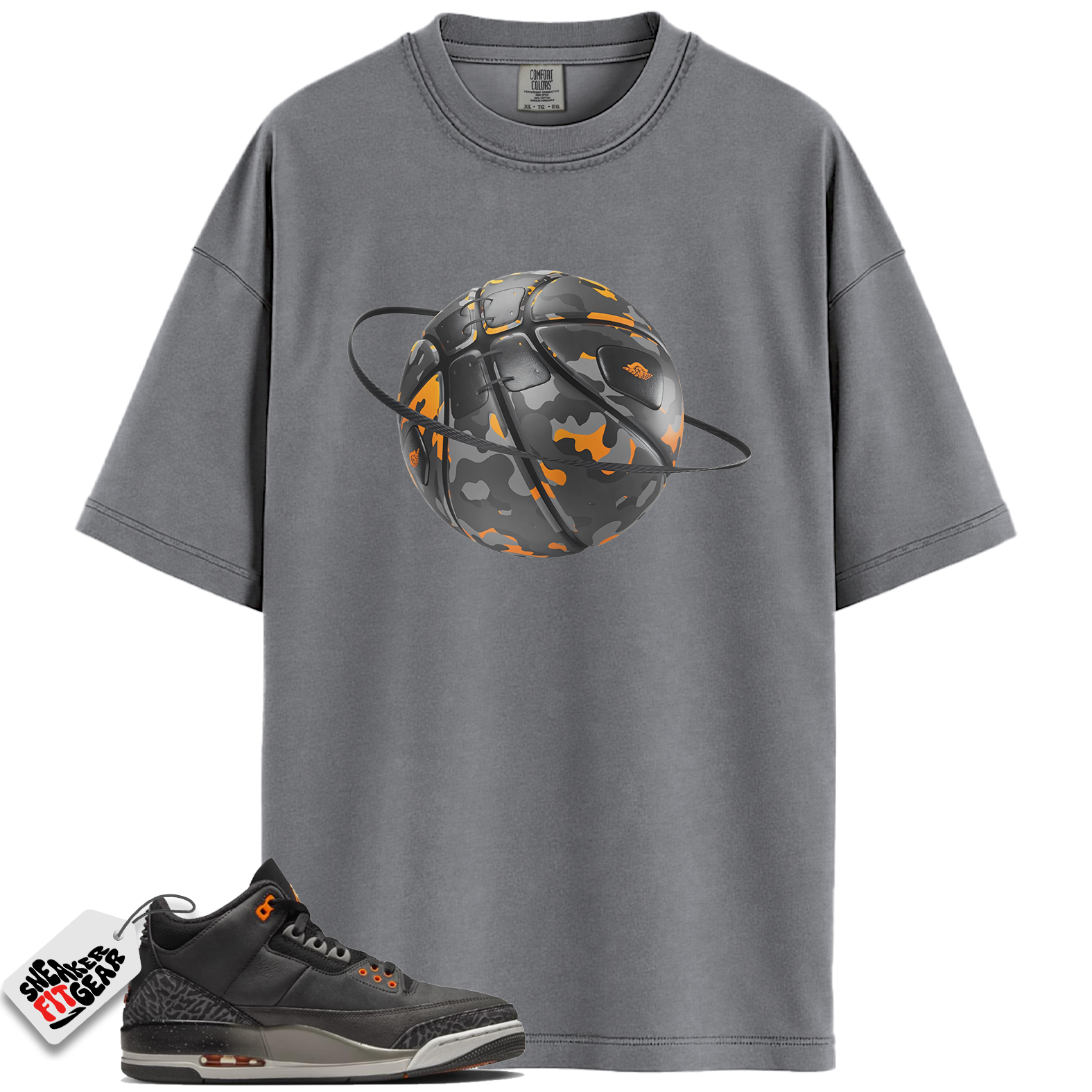 Jordan 3 Retro Fear Pack Match Shirts, Camo Basketball Planet Special Halloween Unisex Crew Neck Shirt To Match Jordan 3 Retro Fear Pack
