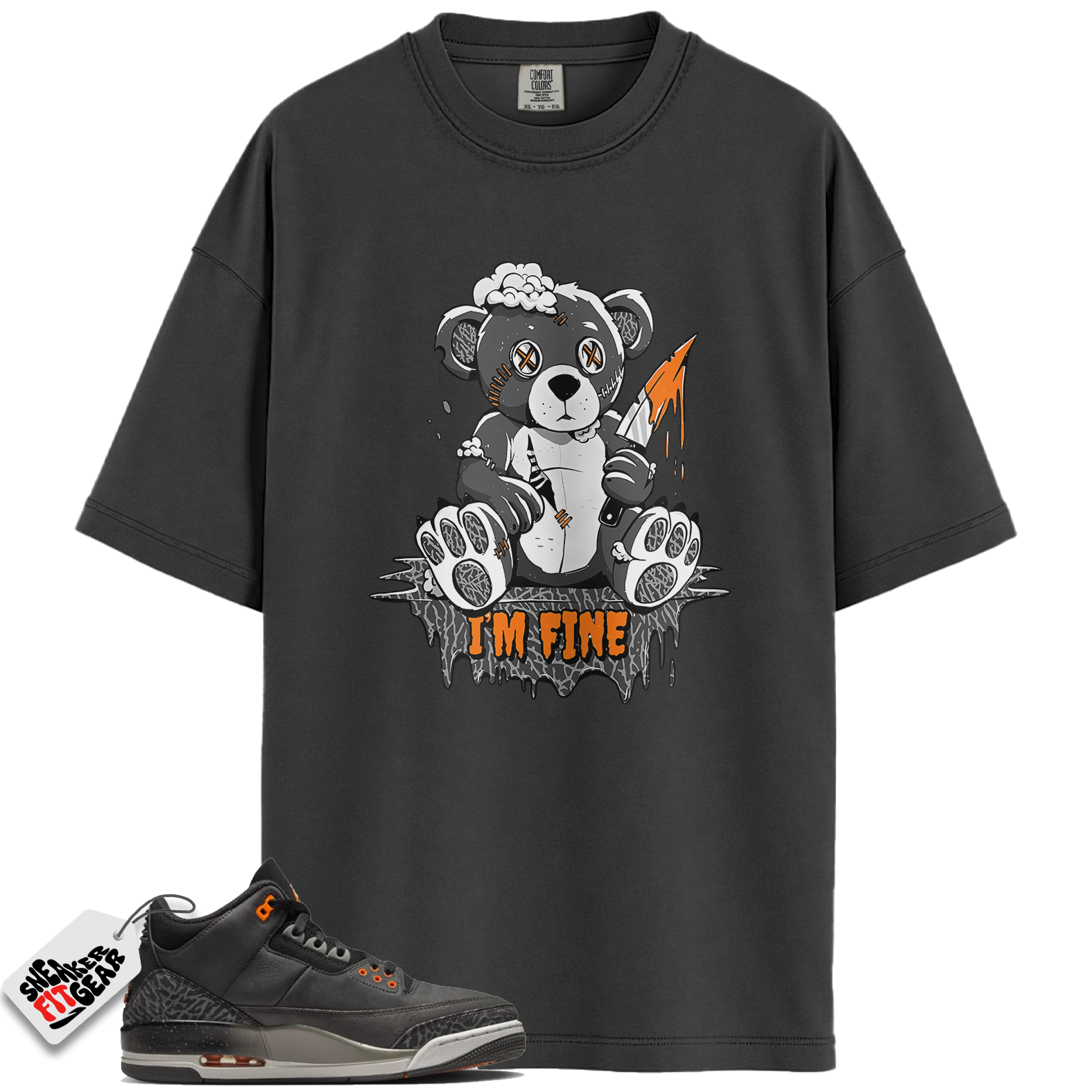 Jordan 3 Retro Fear Pack Match Shirts, I’m Fine Special Halloween Unisex Crew Neck Shirt To Match Jordan 3 Retro Fear Pack