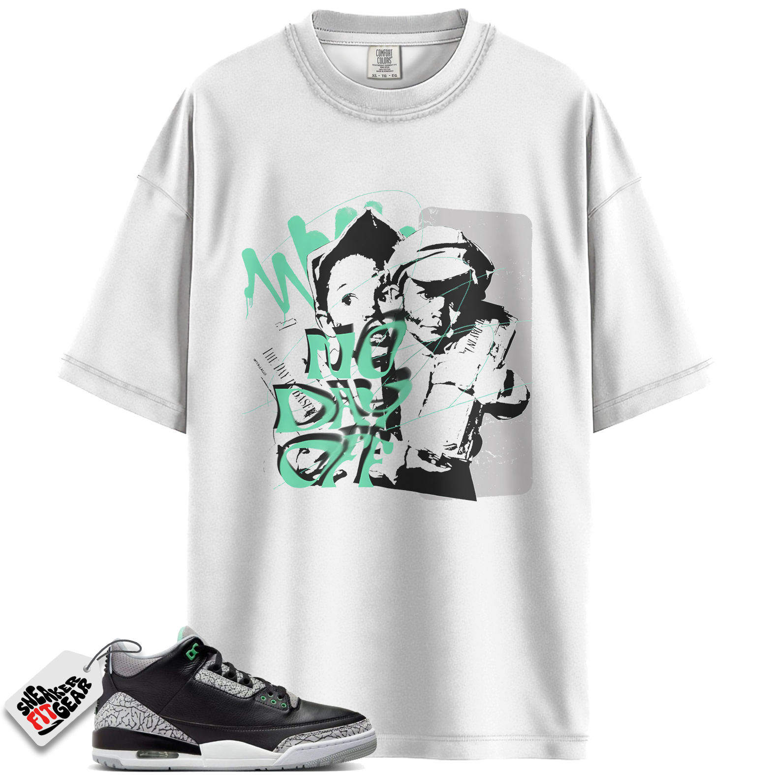 Jordan 3 Retro Green Glow Match Shirts, No Day Off Grunge To Match Jordan 3 Retro Green Glow Main image