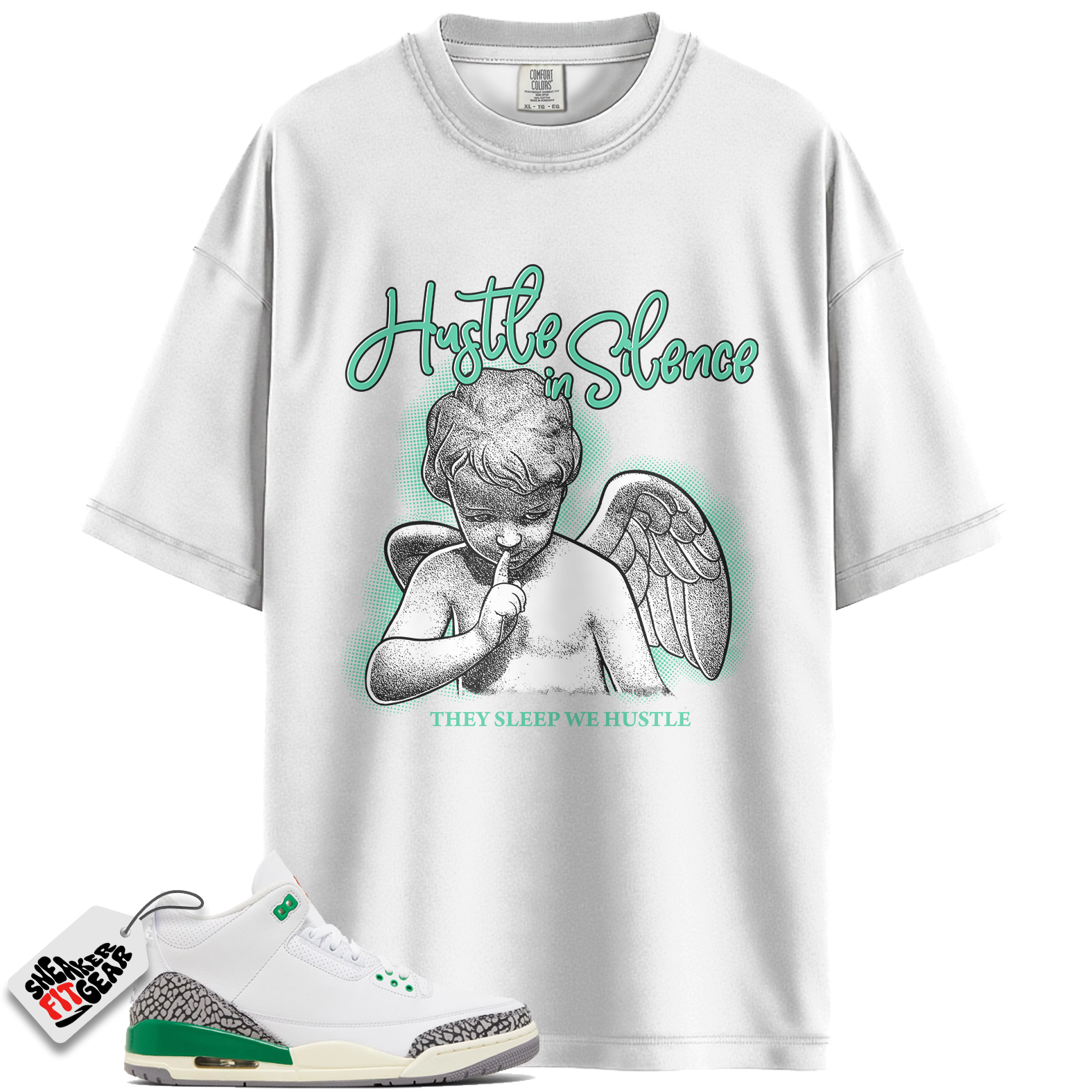 Women's Jordan 3 Retro Lucky Green Match Shirts, Hustle In Silence 2 To Match Women's Jordan 3 Retro Lucky Green Main image