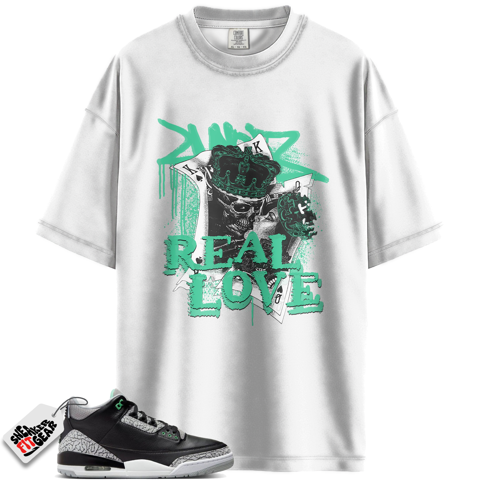Jordan 3 Retro Green Glow Match Shirts, REAL LOVE T-Shirt To Match Jordan 3 Retro Green Glow