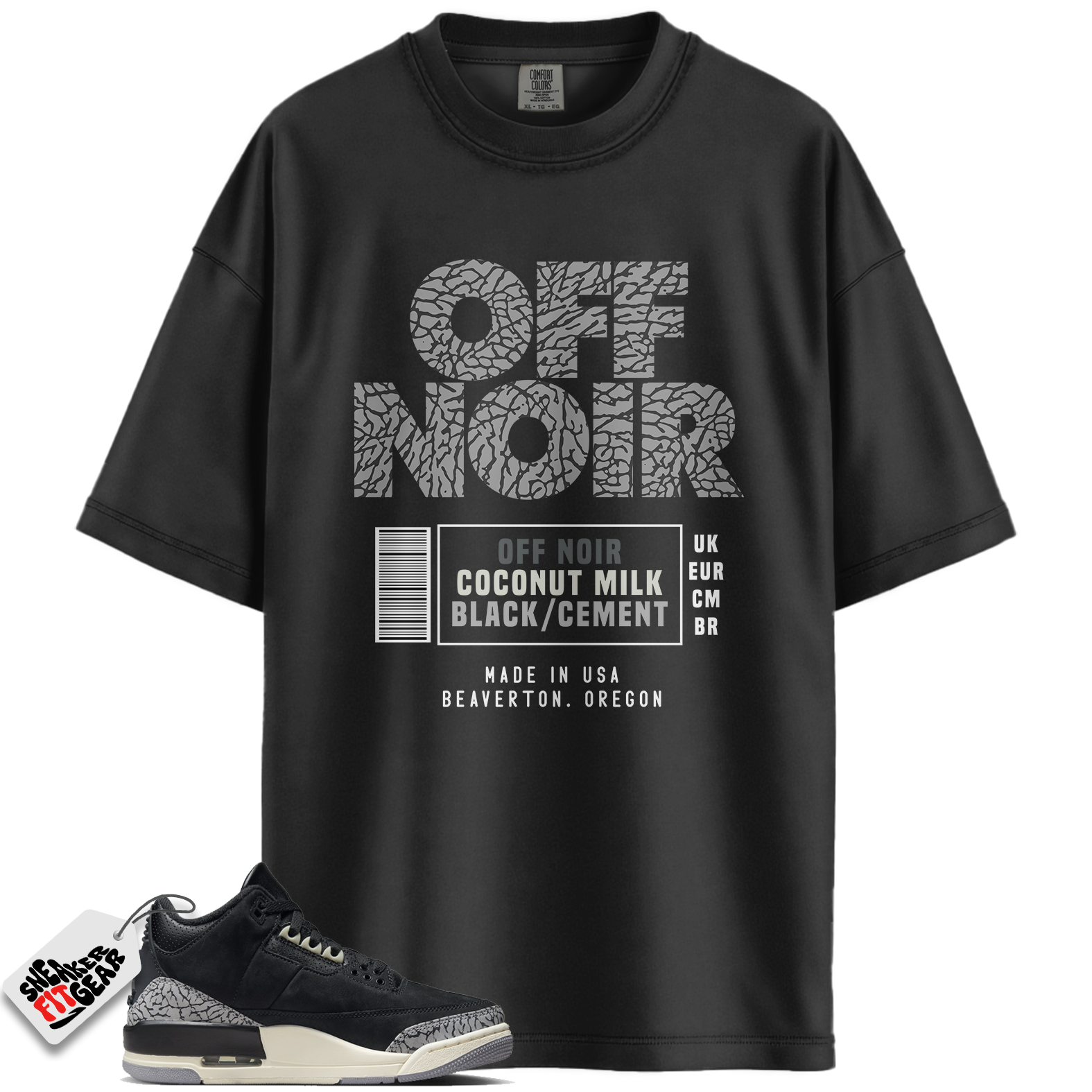 Women's Jordan 3 Retro Off Noir Match Shirts, Box Label Off Noir Shirt To Match Women's Jordan 3 Retro Off Noir