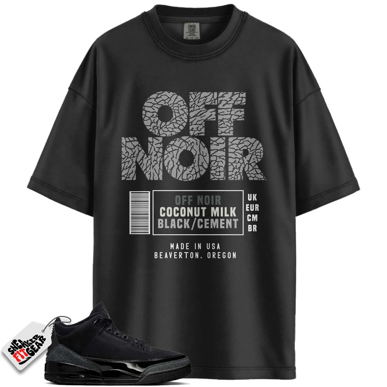 Jordan 3 Retro Black Cat (2025) Match Shirts, Box Label Off Noir Shirt To Match Jordan 3 Retro Black Cat (2025) Main image