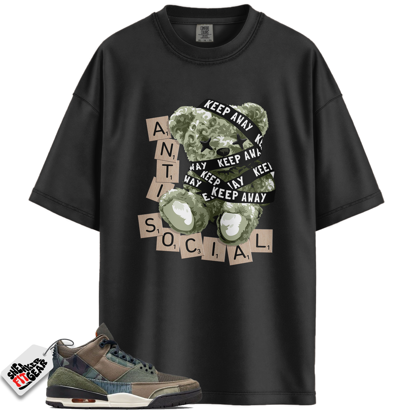 Jordan 3 Retro Patchwork Camo Match Shirts, Anti Social To Match Jordan 3 Retro Patchwork Camo
