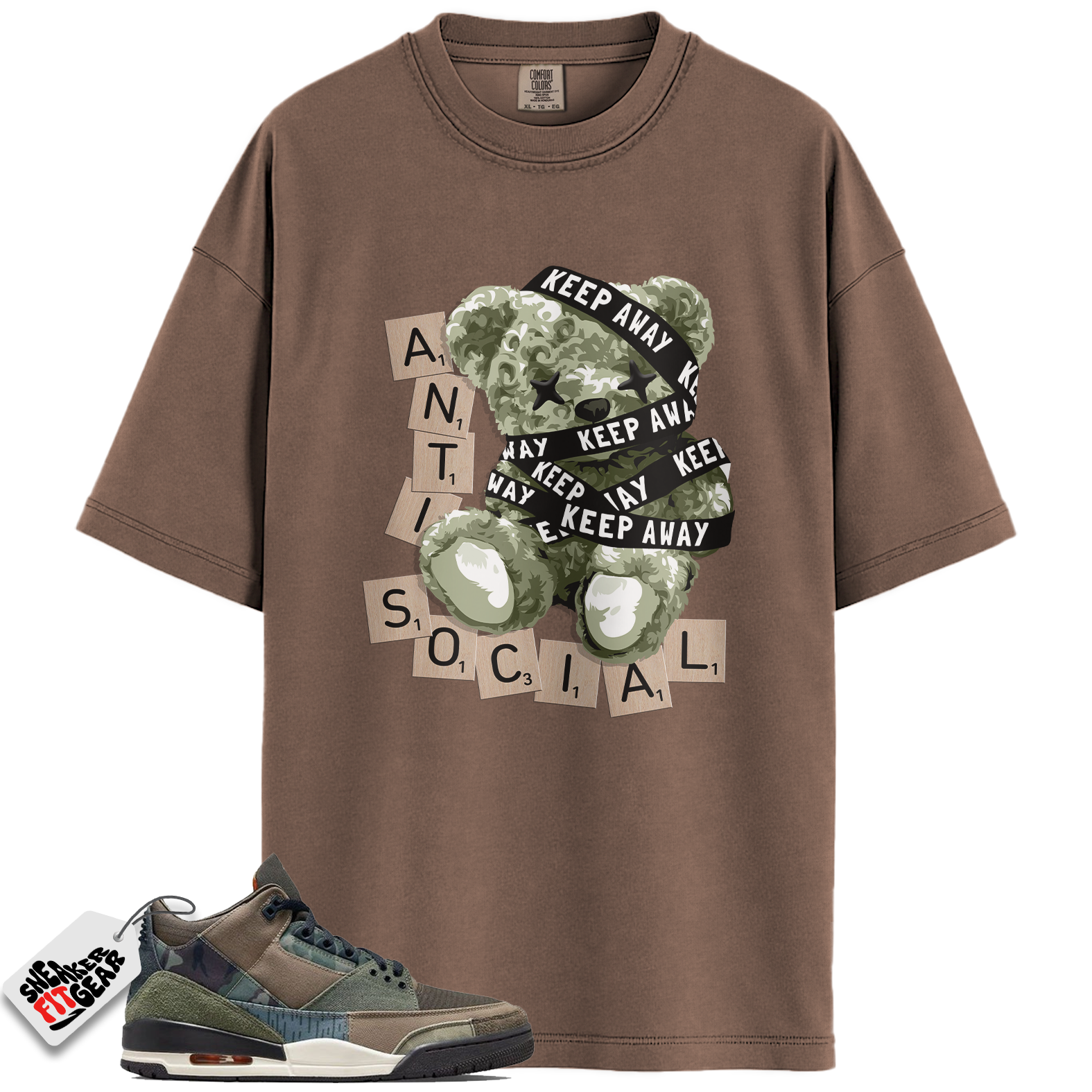 Jordan 3 Retro Patchwork Camo Match Shirts, Anti Social To Match Jordan 3 Retro Patchwork Camo