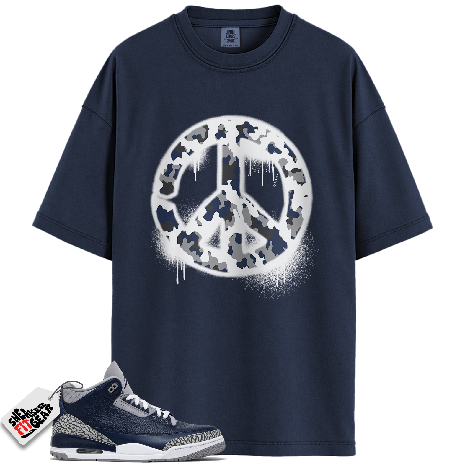 Jordan 3 Retro Midnight Navy Match Shirts, Peace Sign Sneaker Tee To Match Jordan 3 Retro Midnight Navy