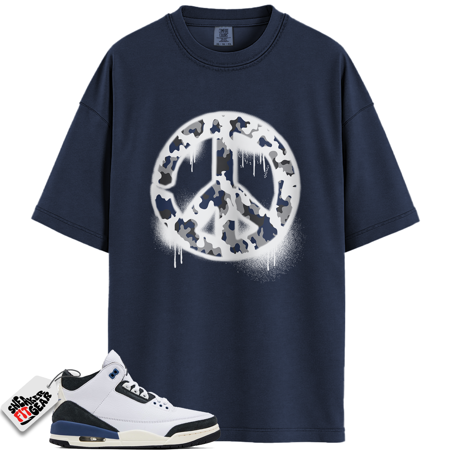 Jordan 3 Retro OG SP A Ma Maniére Diffused Blue Match Shirts, Peace Sign Sneaker Tee To Match Jordan 3 Retro OG SP A Ma Maniére Diffused Blue