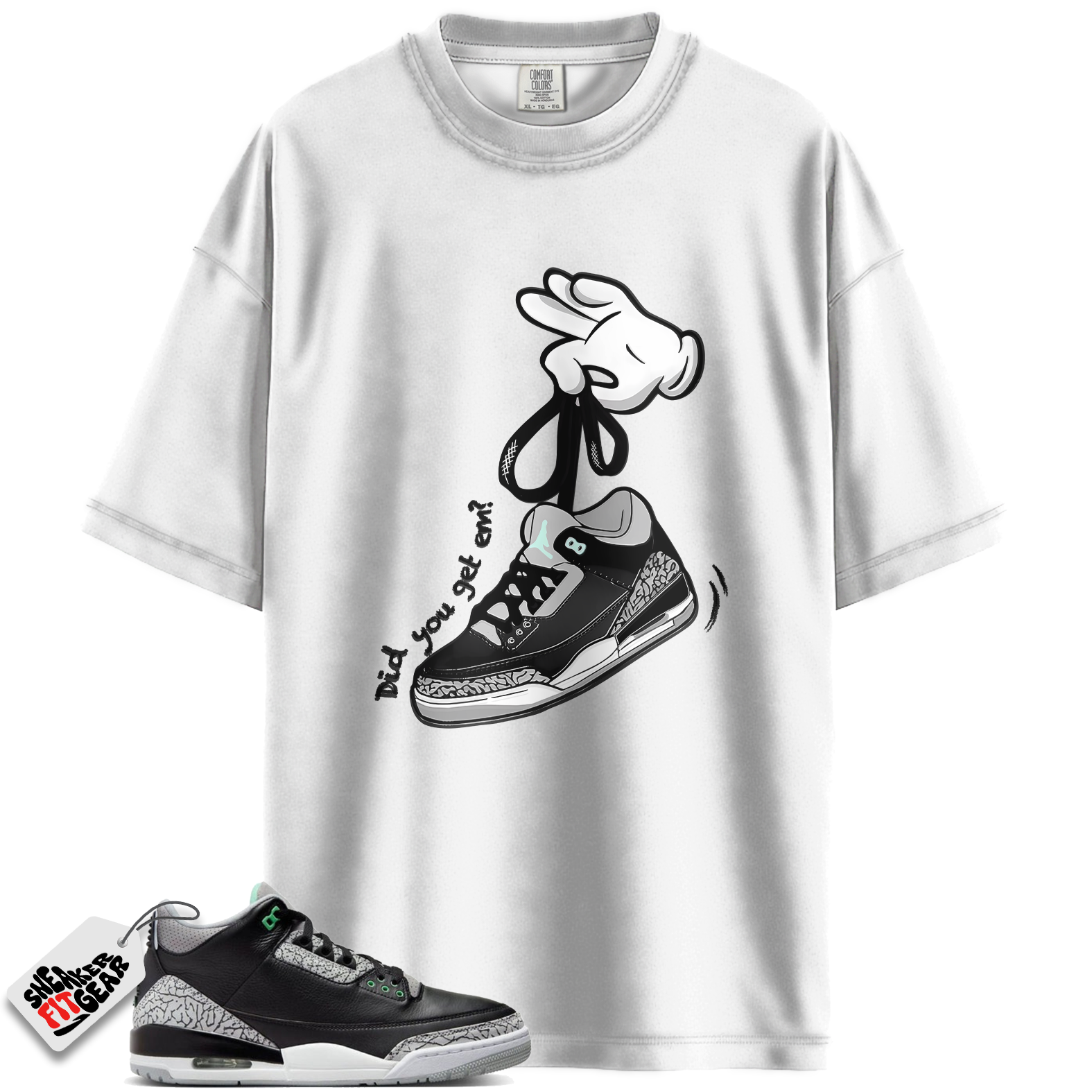 Jordan 3 Retro Green Glow Match Shirts, Cartoon Hands Sneaker Tee To Match Jordan 3 Retro Green Glow Main image