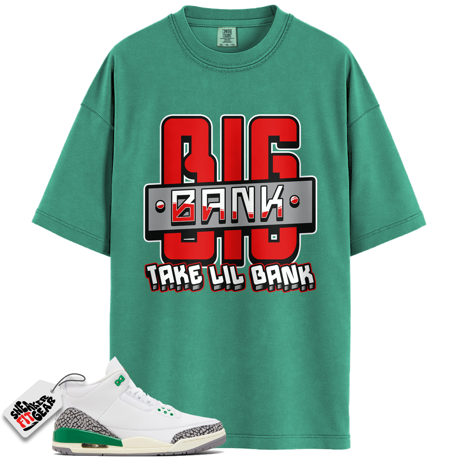 Women's Jordan 3 Retro Lucky Green Match Shirts, RED BIG BANK To Match Women's Jordan 3 Retro Lucky Green