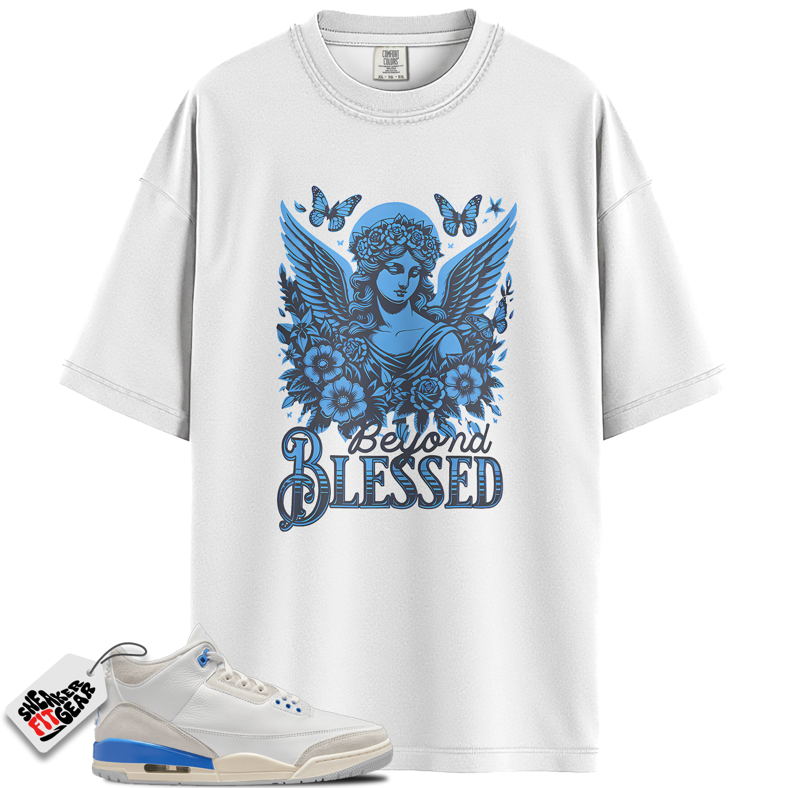 Jordan 3 Retro Lucky Shorts/ Hydrogen Blue Match Shirts, Beyond Blessed To Match Jordan 3 Retro Lucky Shorts/ Hydrogen Blue
