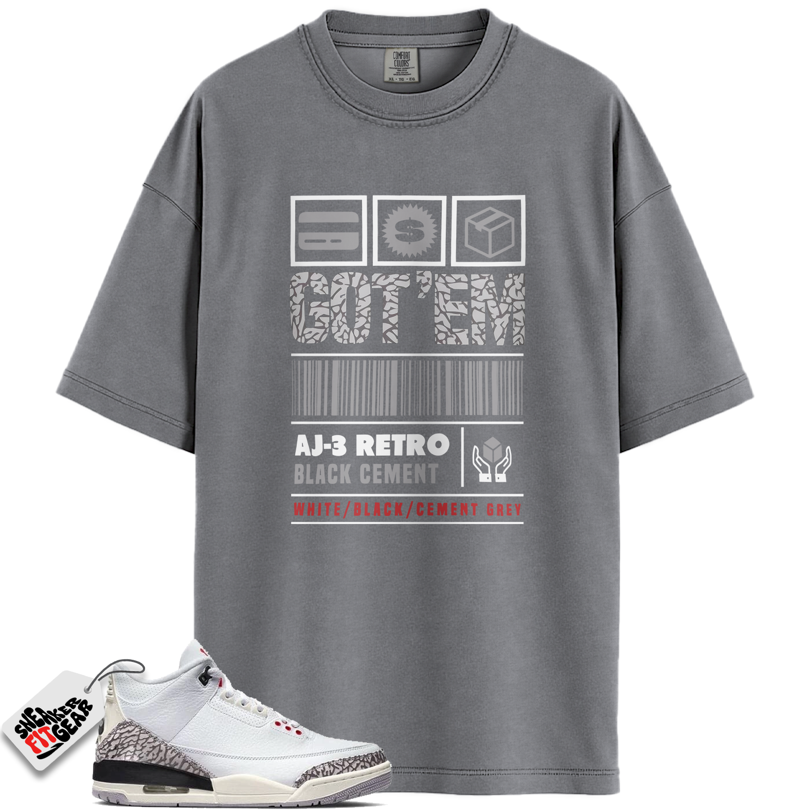 Jordan 3 Retro Cement Grey Match Shirts, GOT'EM To Match Jordan 3 Retro Cement Grey Main image