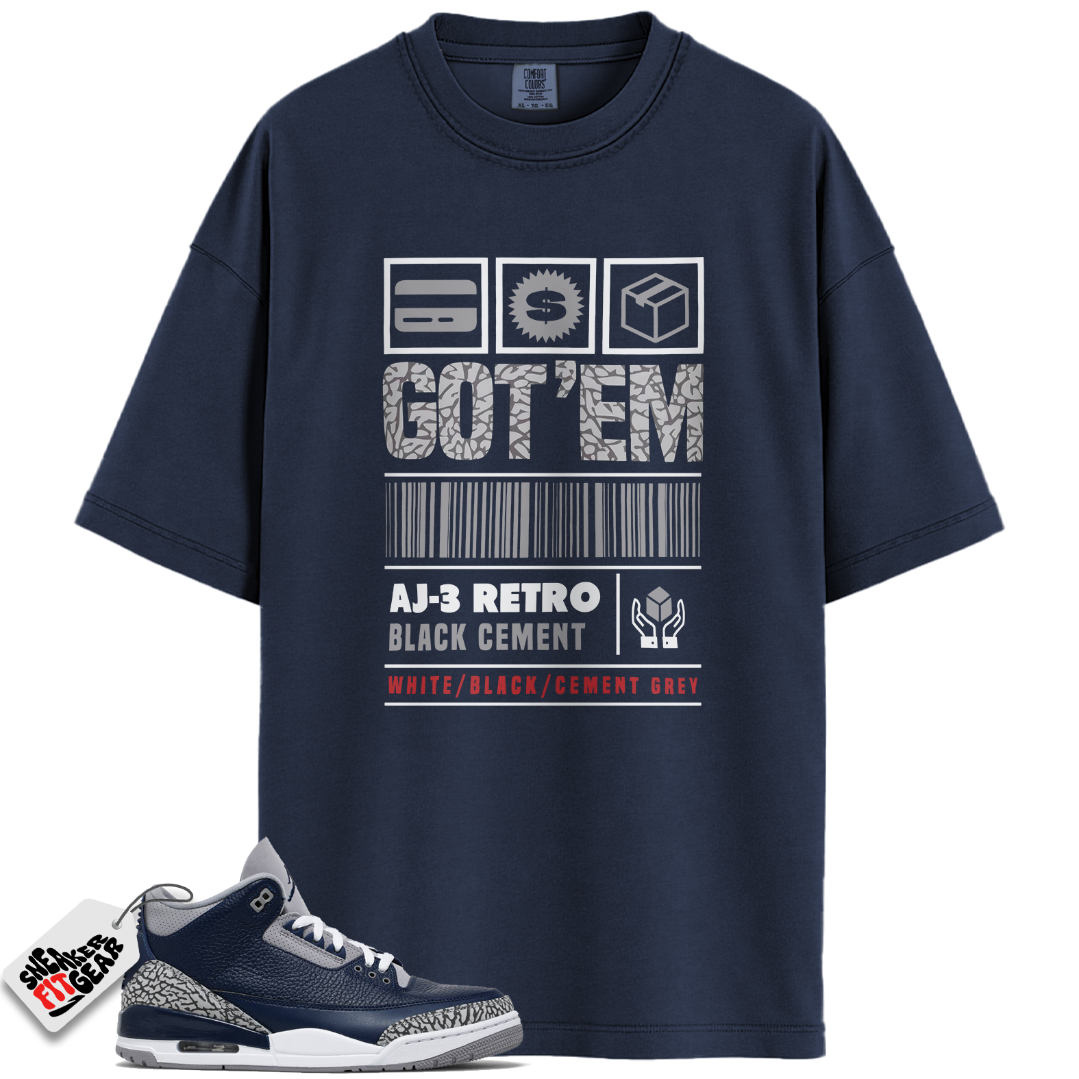 Jordan 3 Georgetown Midnight Navy Match Shirts, GOT'EM To Match Jordan 3 Georgetown Midnight Navy