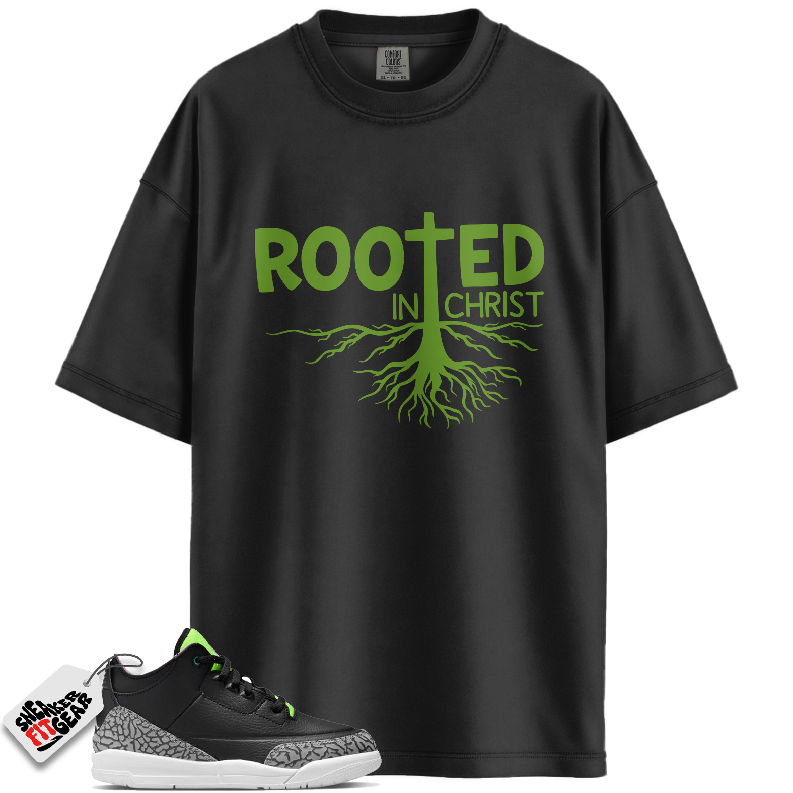 Jordan 3 Retro Electric Green Match Shirts, ROOTED  To Match Jordan 3 Retro Electric Green