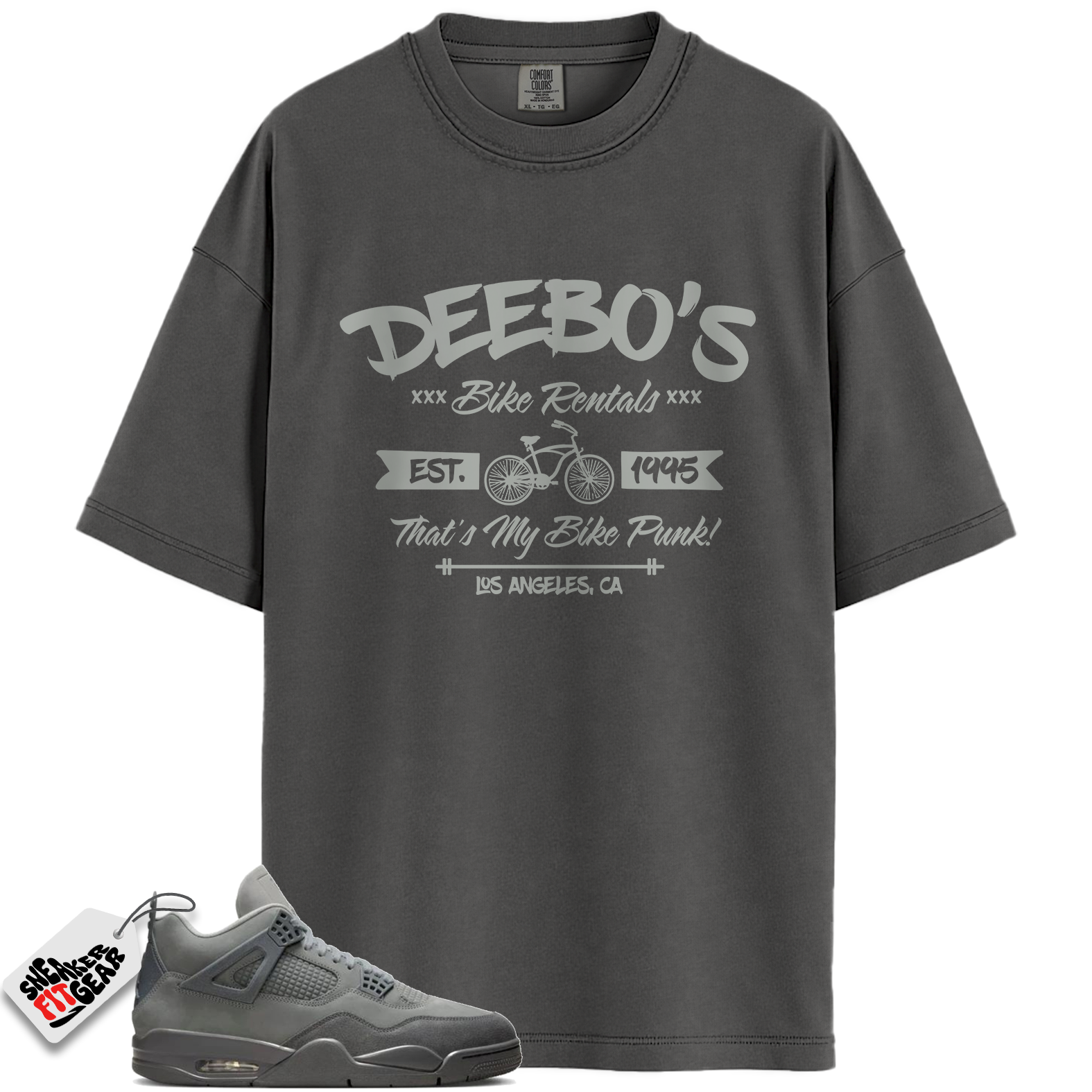 Jordan 4 Retro SE Paris Olympics Wet Cement Match Shirts, Deebo’s Bike Shop Shirt To Match Jordan 4 Retro SE Paris Olympics Wet Cement