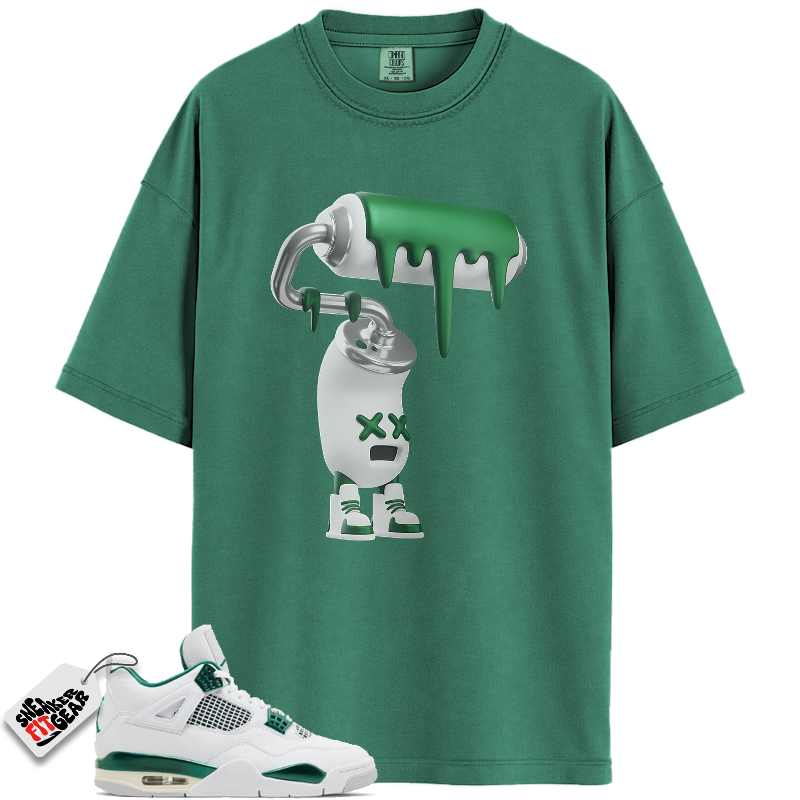 Jordan 4 Retro Oxidized Green Match Shirts, 3D Paint Roller Sneaker Tee To Match Jordan 4 Retro Oxidized Green