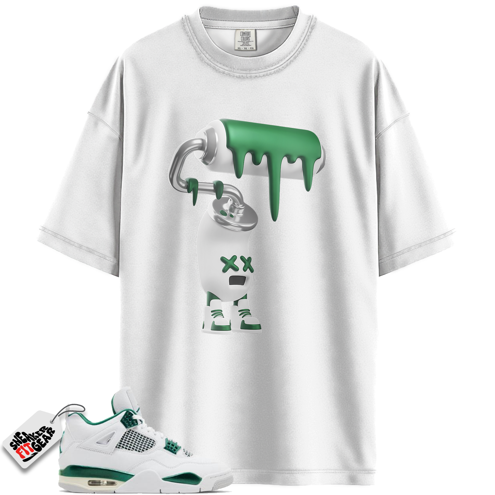 Jordan 4 Retro Oxidized Green Match Shirts, 3D Paint Roller Sneaker Tee To Match Jordan 4 Retro Oxidized Green