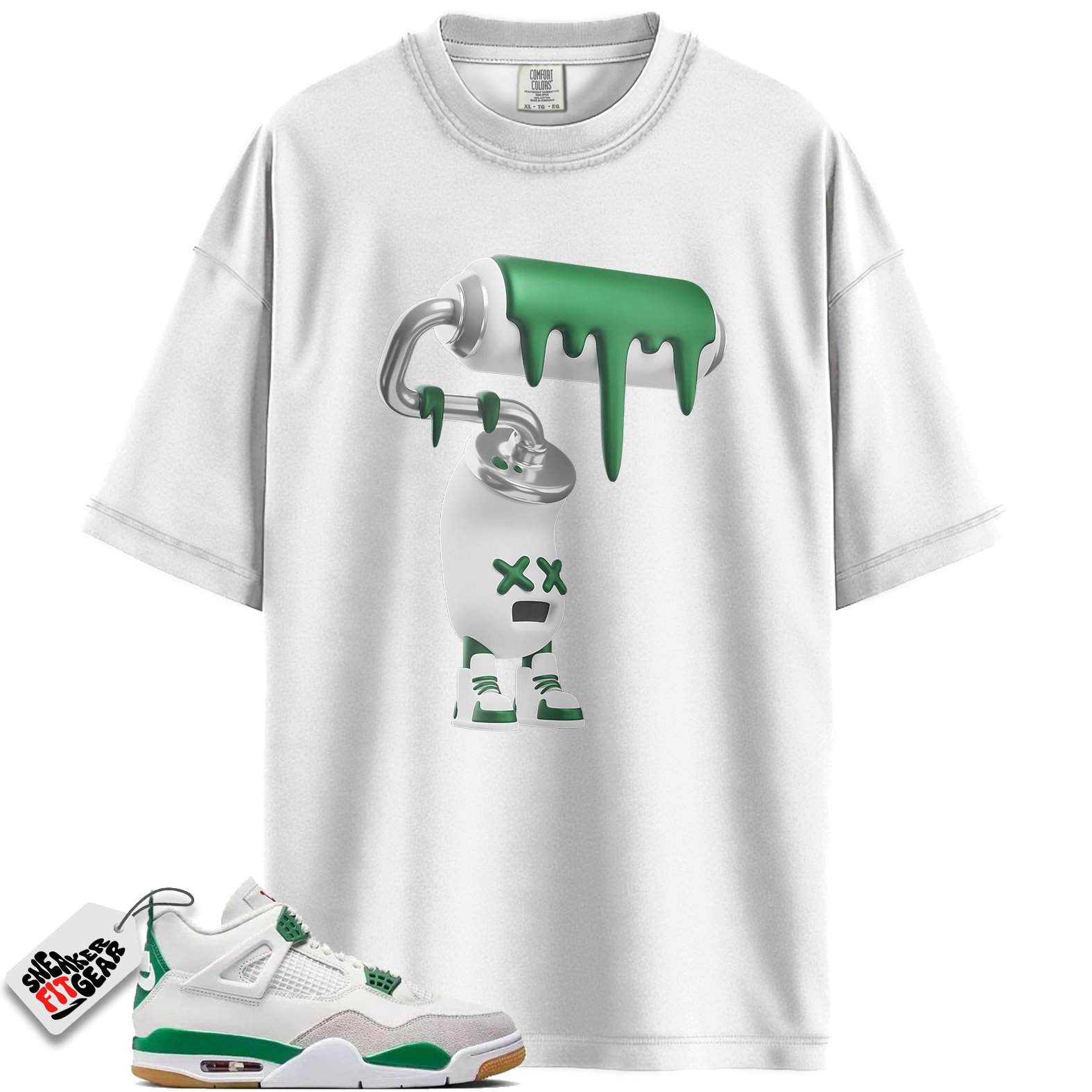 Jordan 4 Retro SB Pine Green Match Shirts, 3D Paint Roller Sneaker Tee To Match Jordan 4 Retro SB Pine Green