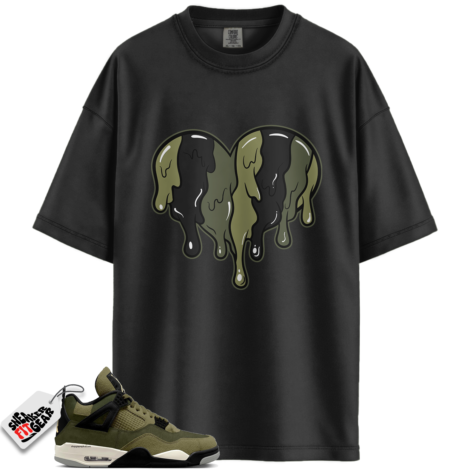 Jordan 4 Retro SE Craft Medium Olive Match Shirts, 23Bustle – Dripin Heart Tee To Match Jordan 4 Retro SE Craft Medium Olive