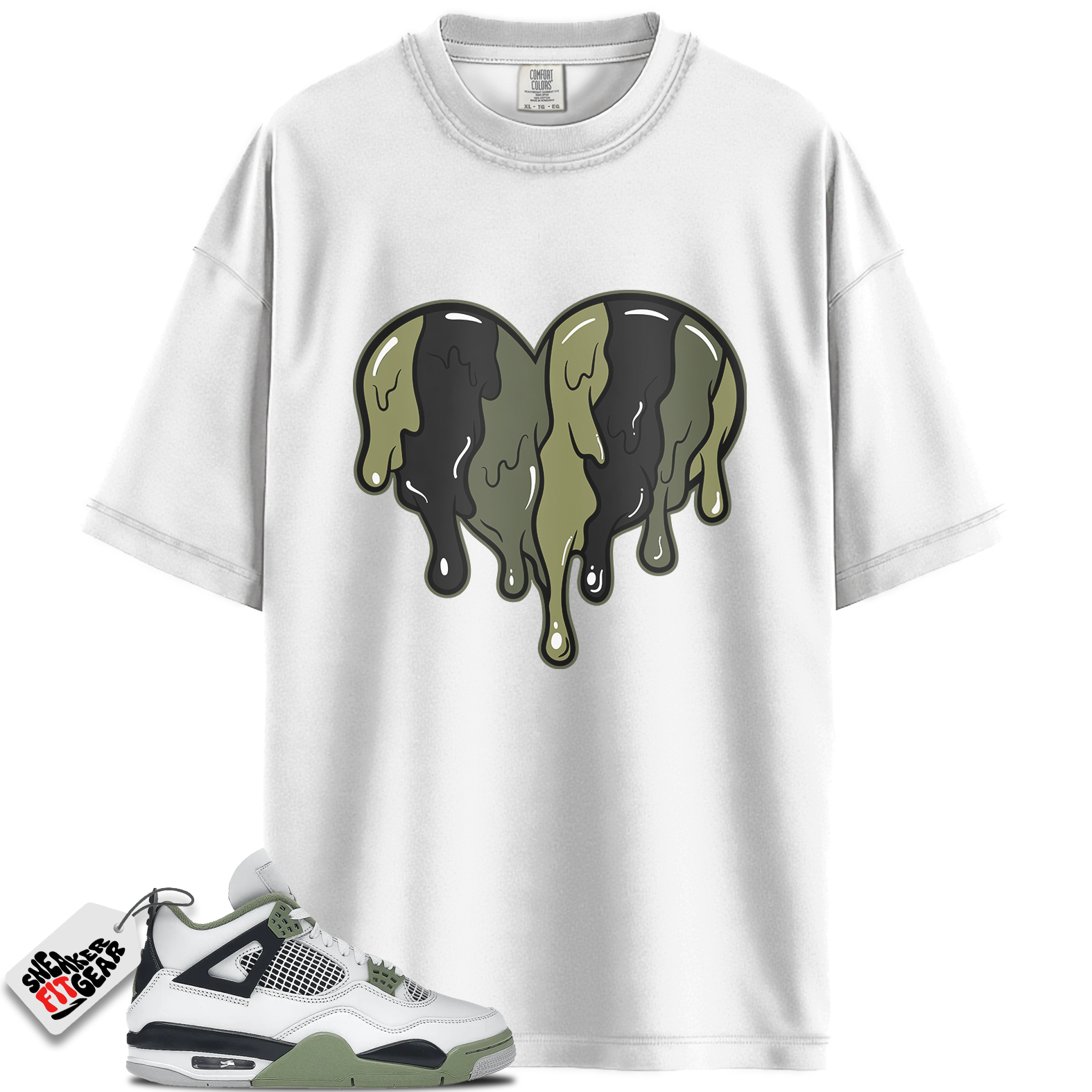 Women's Jordan 4 Retro Oil Green Seafoam Match Shirts, 23Bustle – Dripin Heart Tee To Match Women's Jordan 4 Retro Oil Green Seafoam Main image