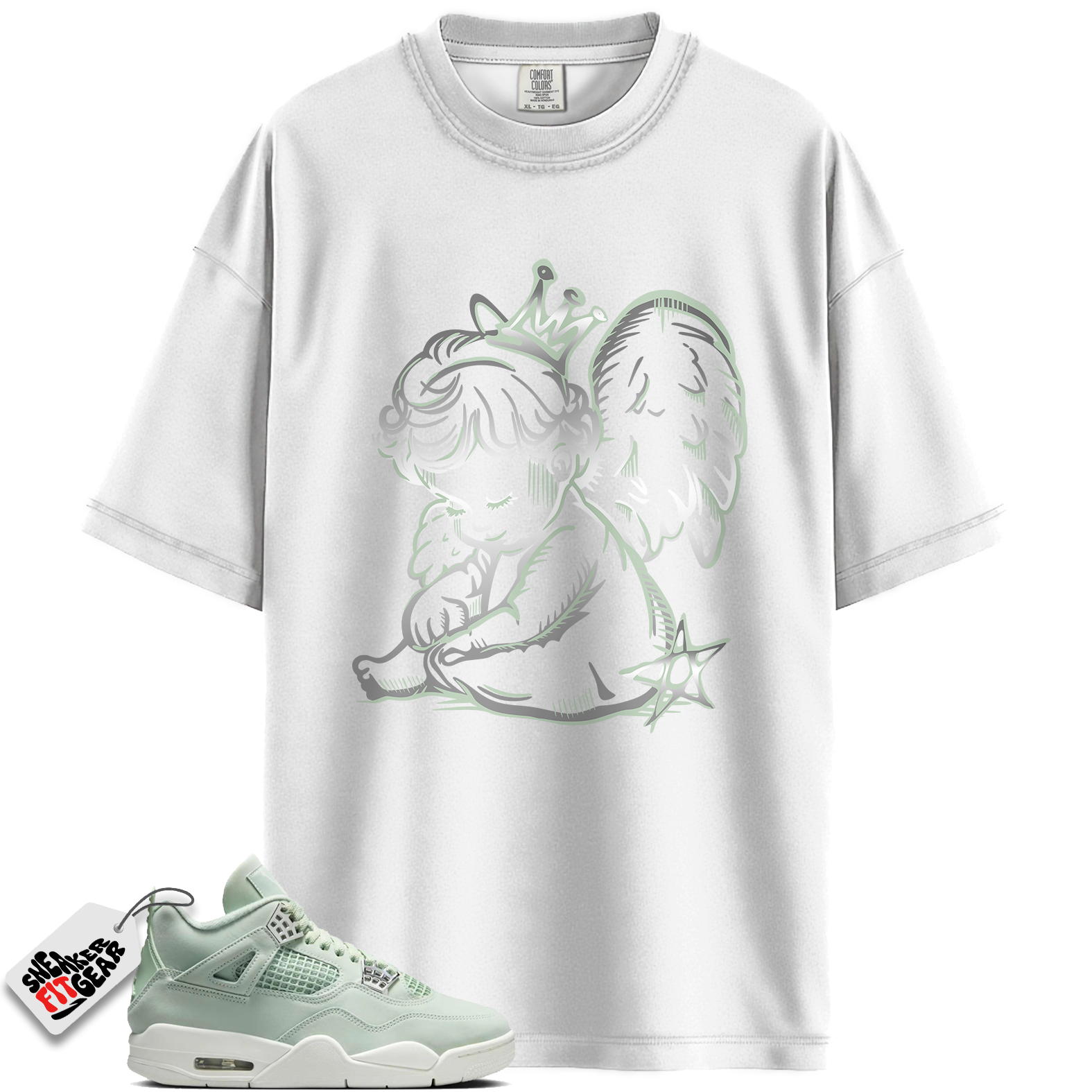 Women's Jordan 4 Retro Seafoam Sail Match Shirts, Neon Angel Sneaker Shirt To Match Women's Jordan 4 Retro Seafoam Sail