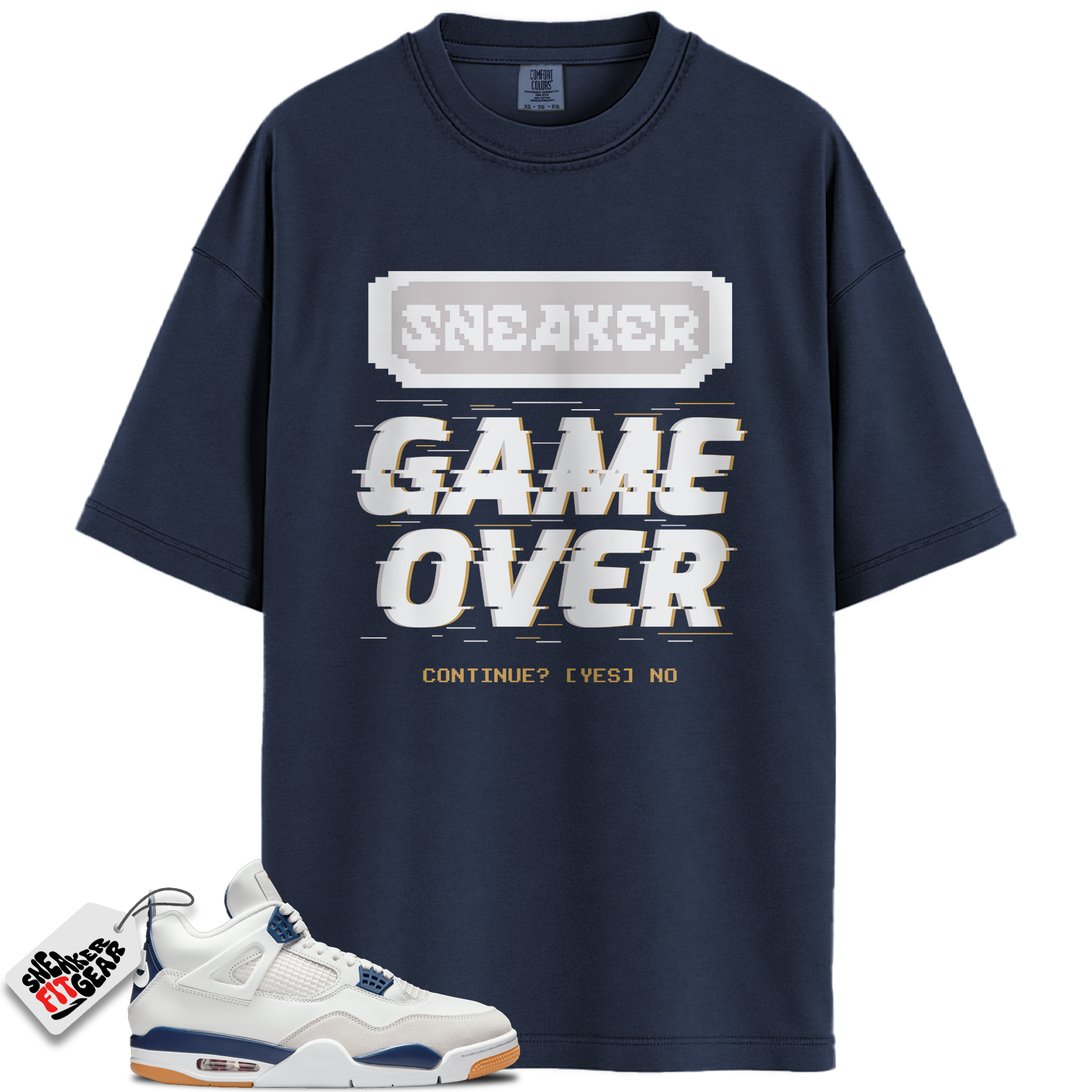 Jordan 4 Retro SB Navy Match Shirts, Game Over Sneaker Shirt To Match Jordan 4 Retro SB Navy