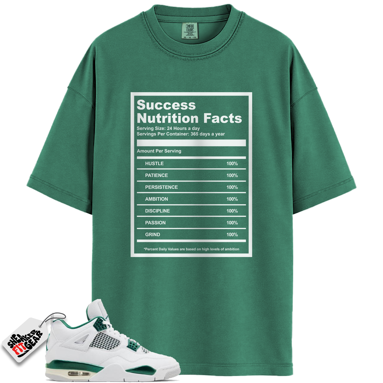 Jordan 4 Retro Oxidized Green Match Shirts, Success Nutrition Facts Sneaker Shirts To Match Jordan 4 Retro Oxidized Green