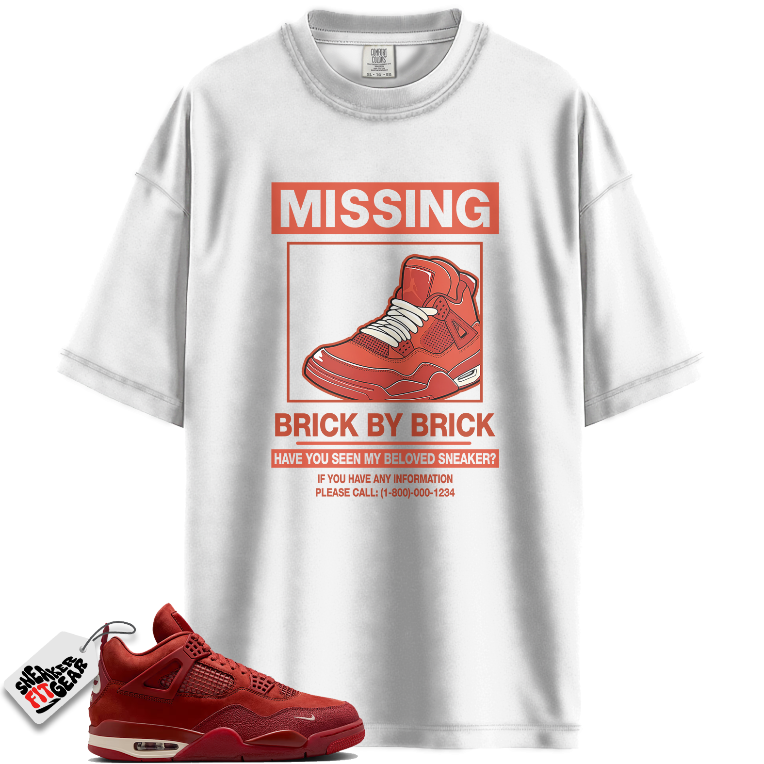 Jordan 4 Retro OG SP Nigel Sylvester Brick by Brick Match Shirts, Missing Sneaker Unisex Crew Neck T-Shirt To Match Jordan 4 Retro OG SP Nigel Sylvester Brick by Brick