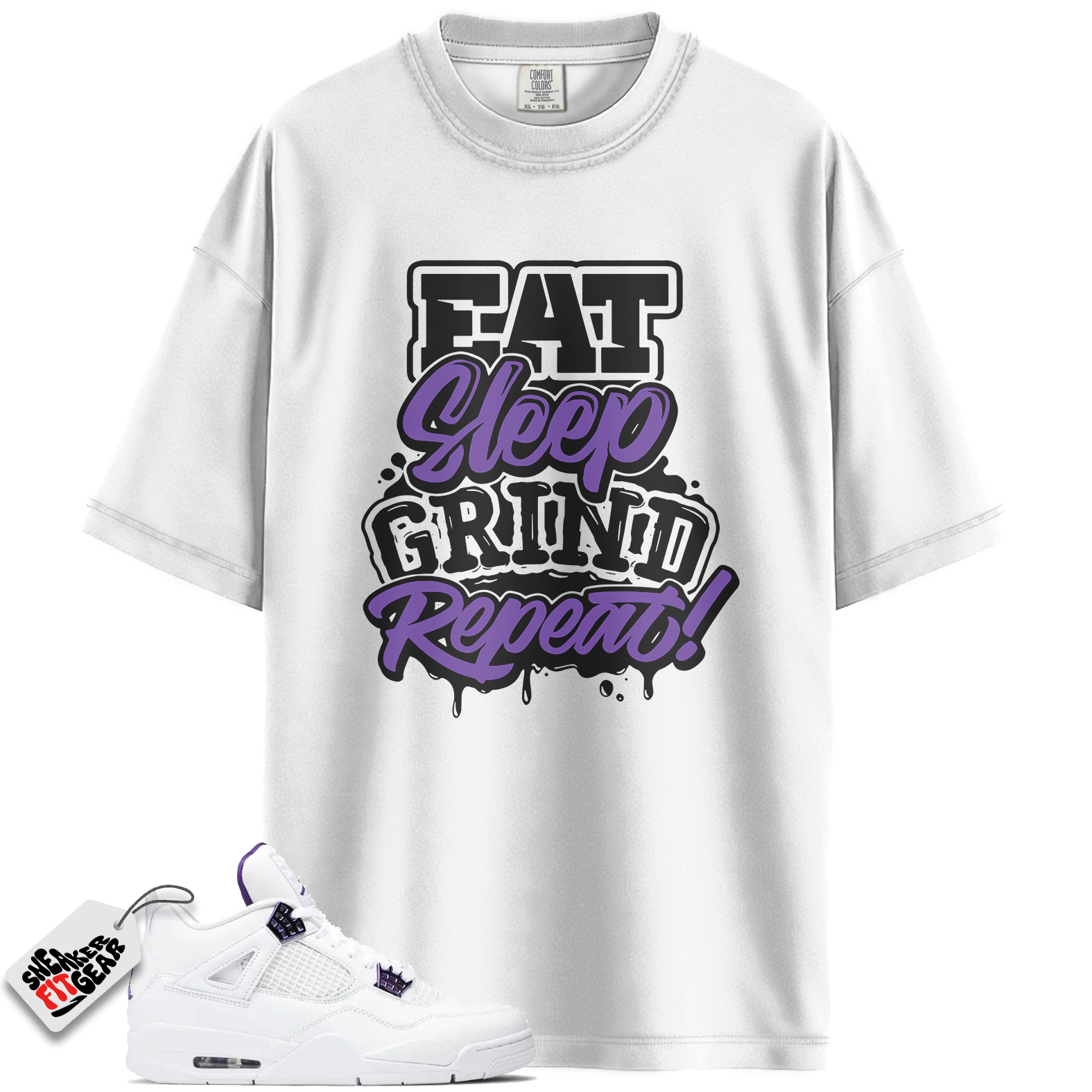 Jordan 4 Purple Metallic Match Shirts, Daily Routine Shirt To Match Jordan 4 Purple Metallic Main image