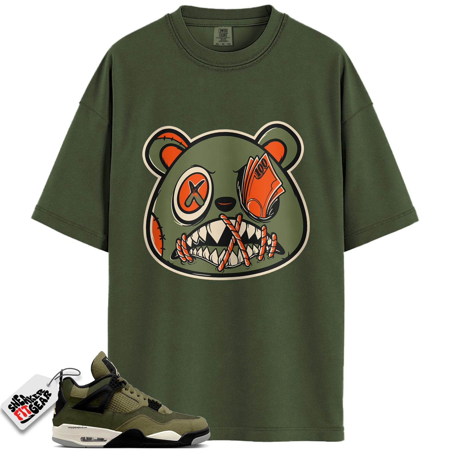 Jordan 4 Retro SE Craft Medium Olive Match Shirts, CELADON MONEY TALKS BAWS To Match Jordan 4 Retro SE Craft Medium Olive Main image
