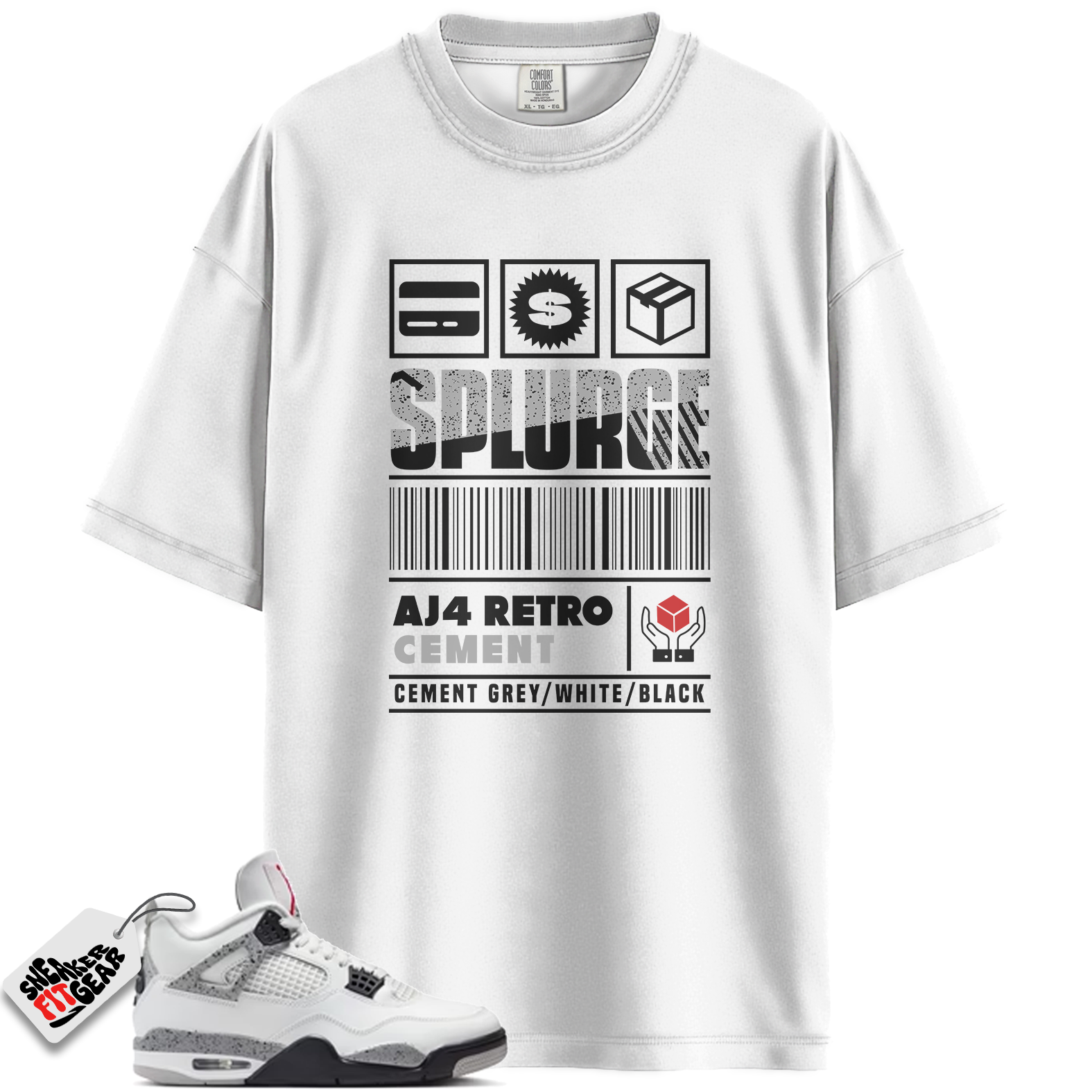 Jordan 4 Retro White Cement (2025) Match Shirts, Splurge Sneaker Shirt To Match Jordan 4 Retro White Cement (2025)